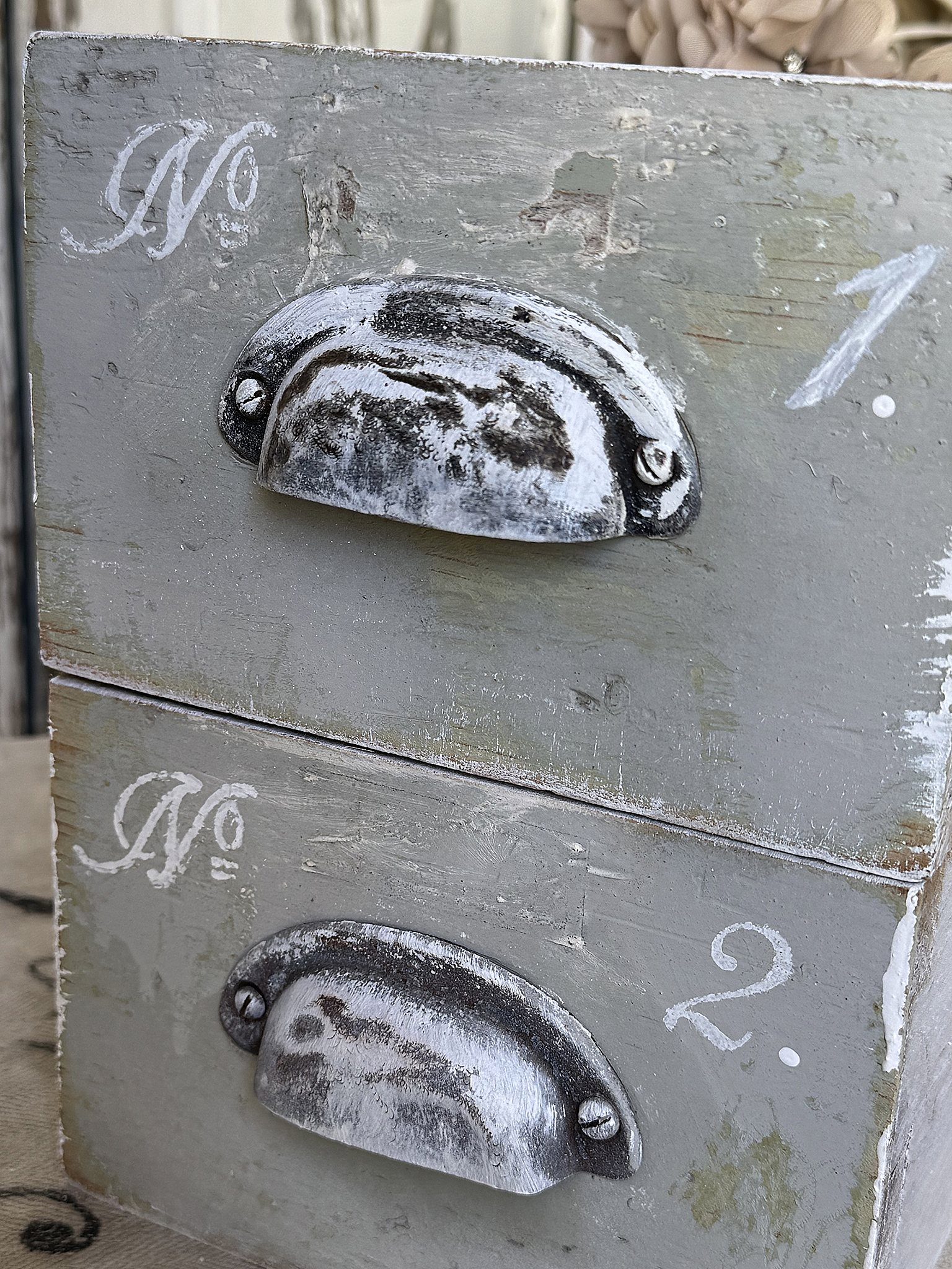 Altes Duo lange Holzschubladen mit Werkstatt-Charme***