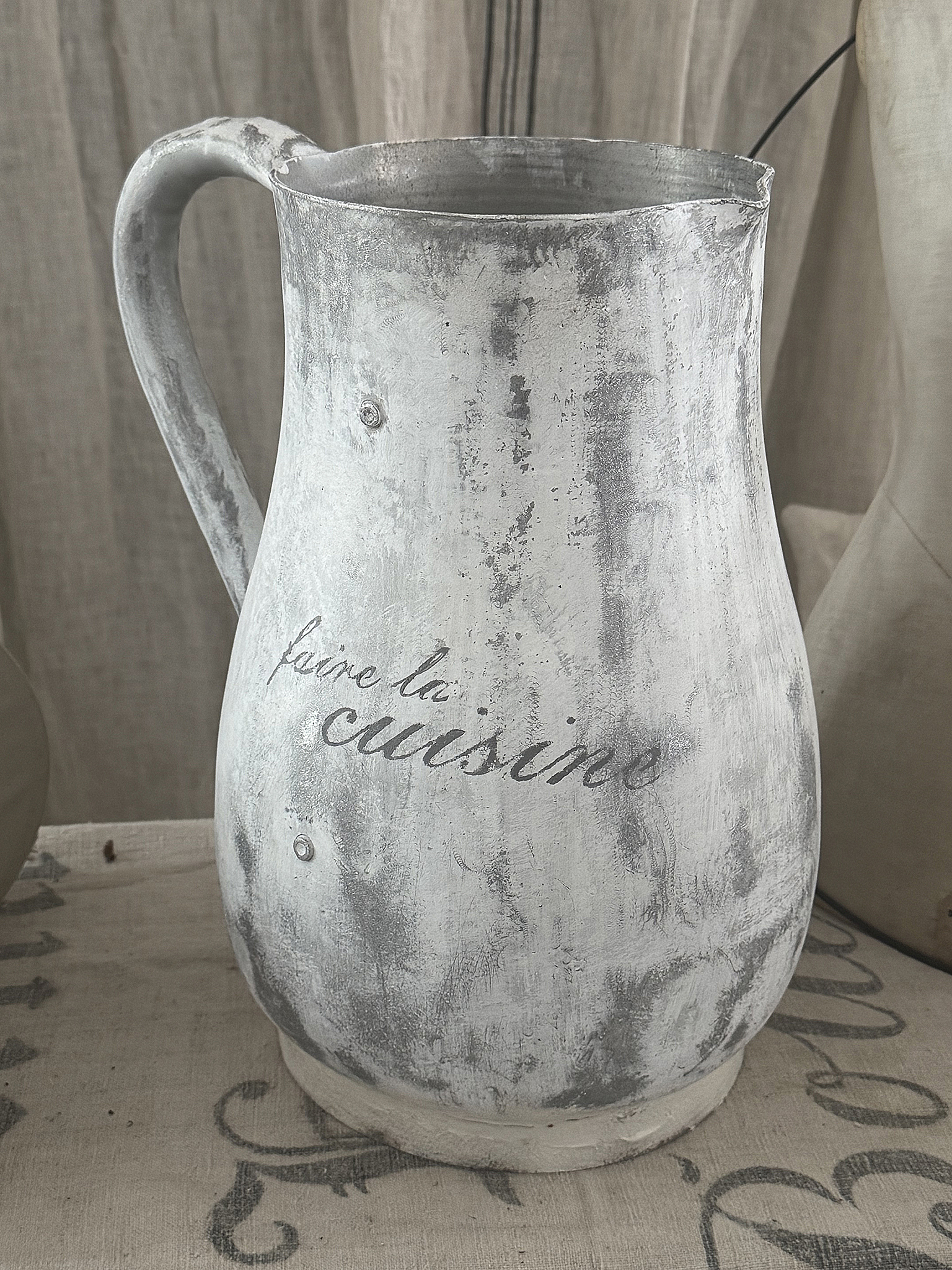 Große Zinkblechkanne im Shabby Chic – französischer Charme für Haus und Garten***