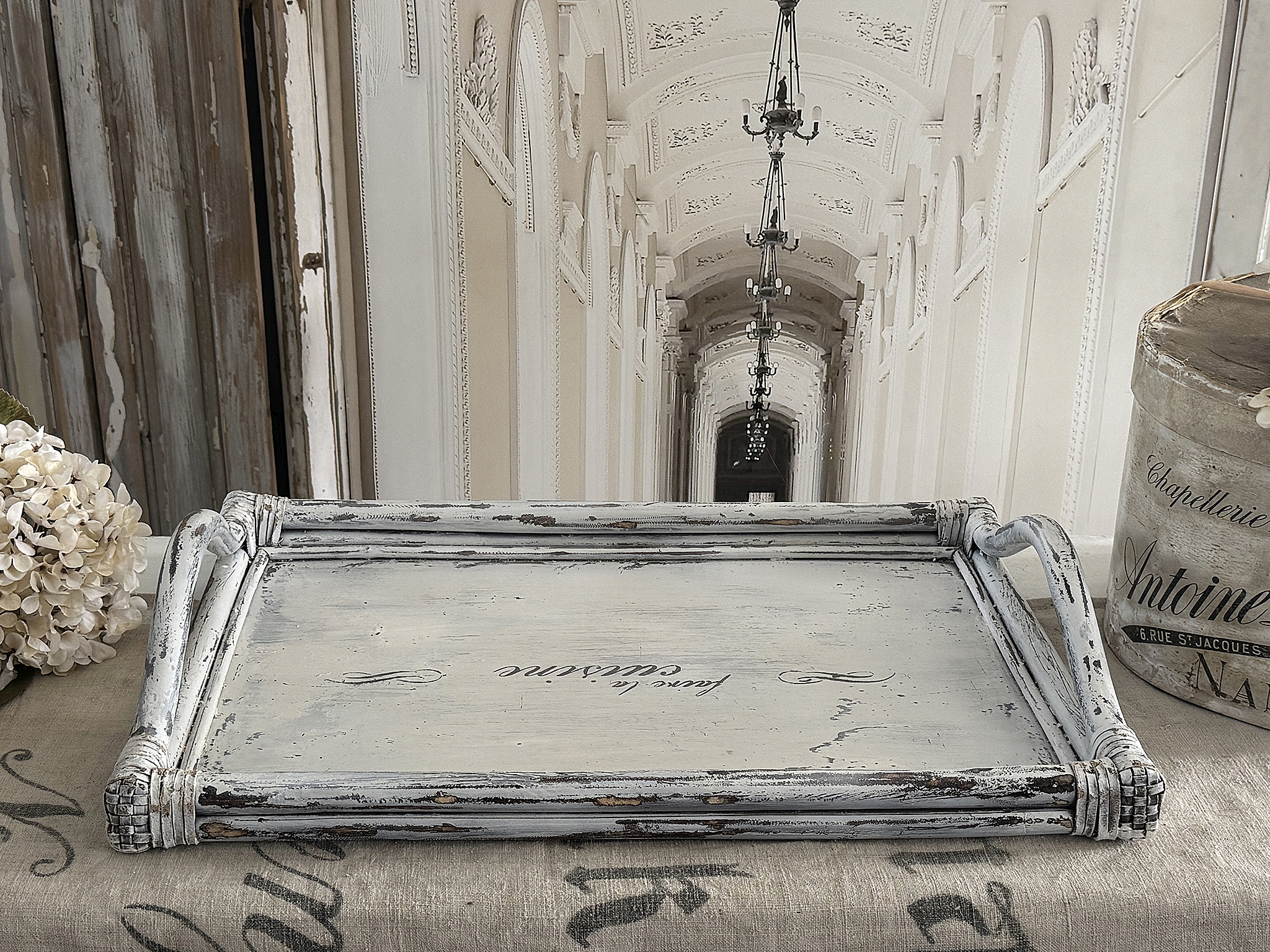  Altes Holztablett „La Cuisine“ im Shabby-Chic***