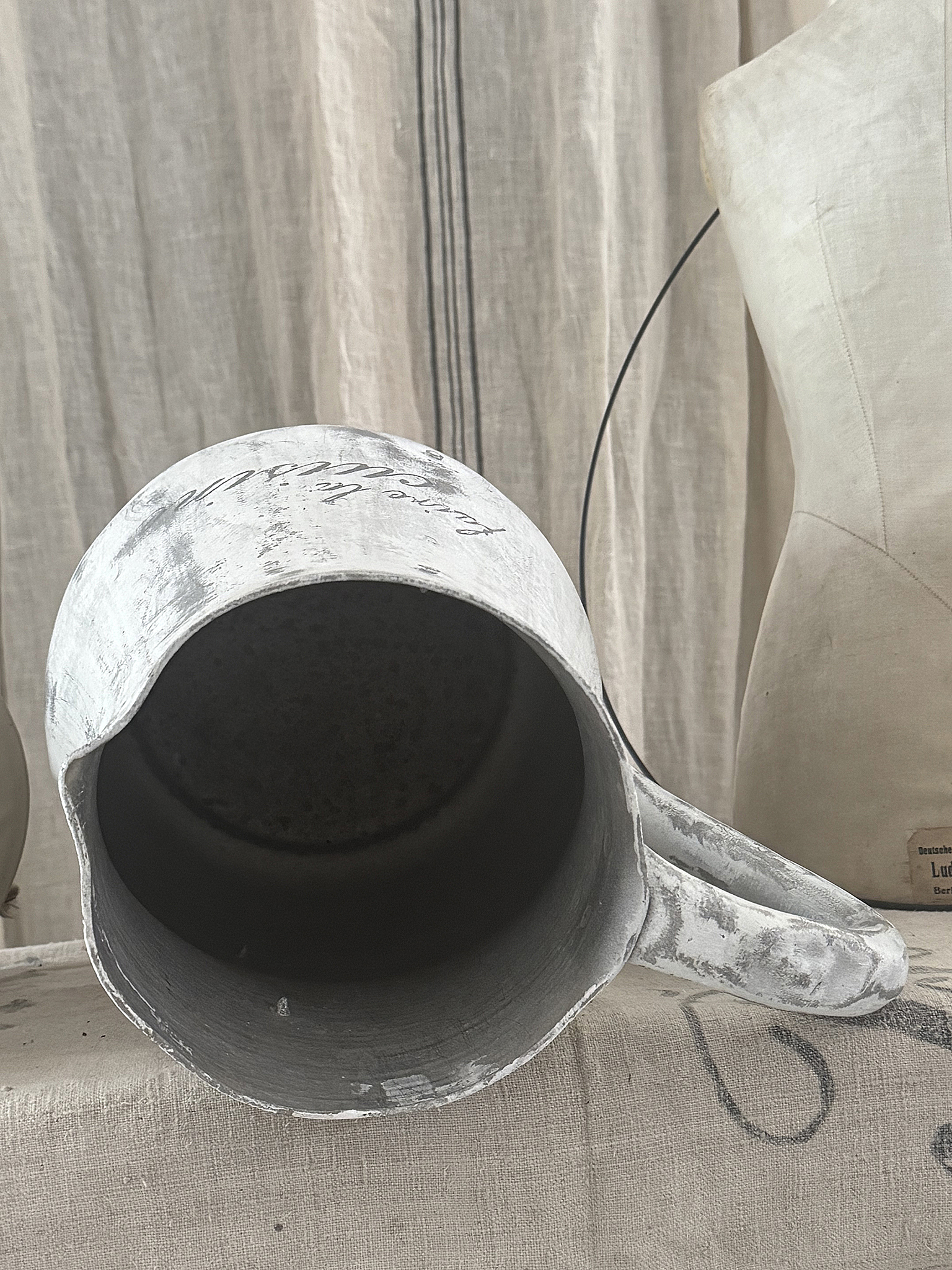 Große Zinkblechkanne im Shabby Chic – französischer Charme für Haus und Garten***