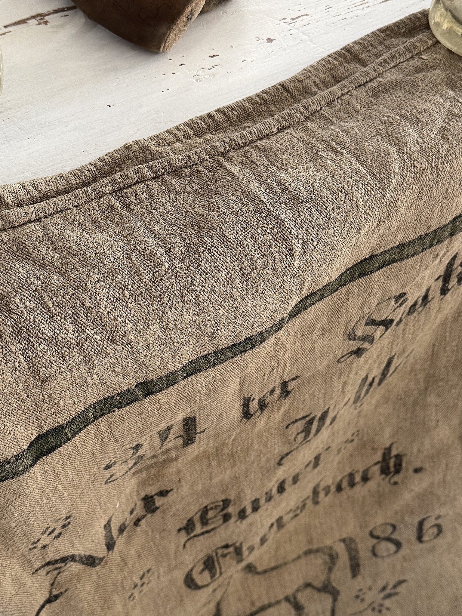 Seltener historischer Leinensack / Getreidesack von 1886 mit galoppierendem Pferd***