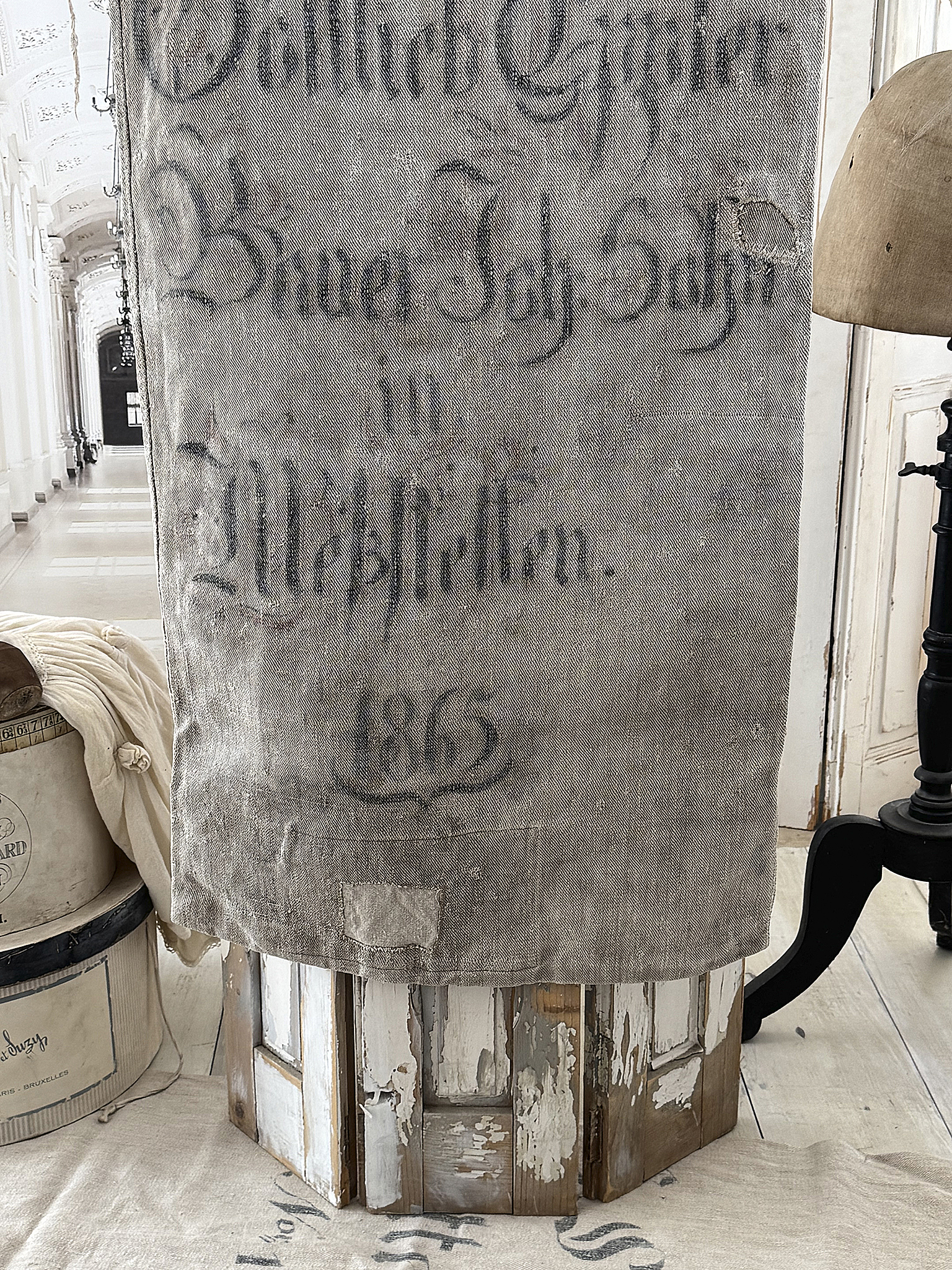 Historischer Mehlsack von 1865 – Originaler antiker Leinensack mit großer Beschriftung