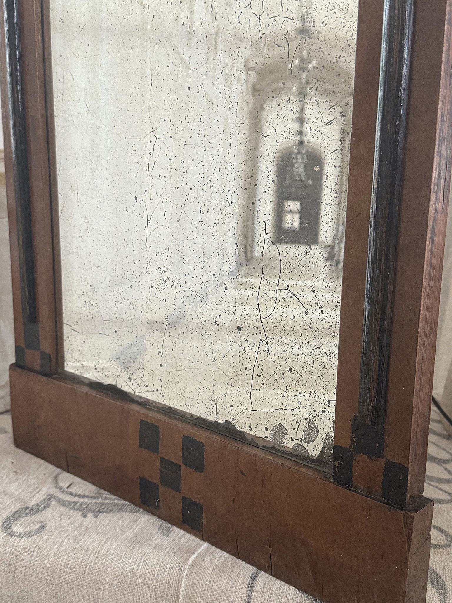 Antiker Holzspiegel mit originaler Spiegelpatina – Jugendstil / frühes Art Déco***