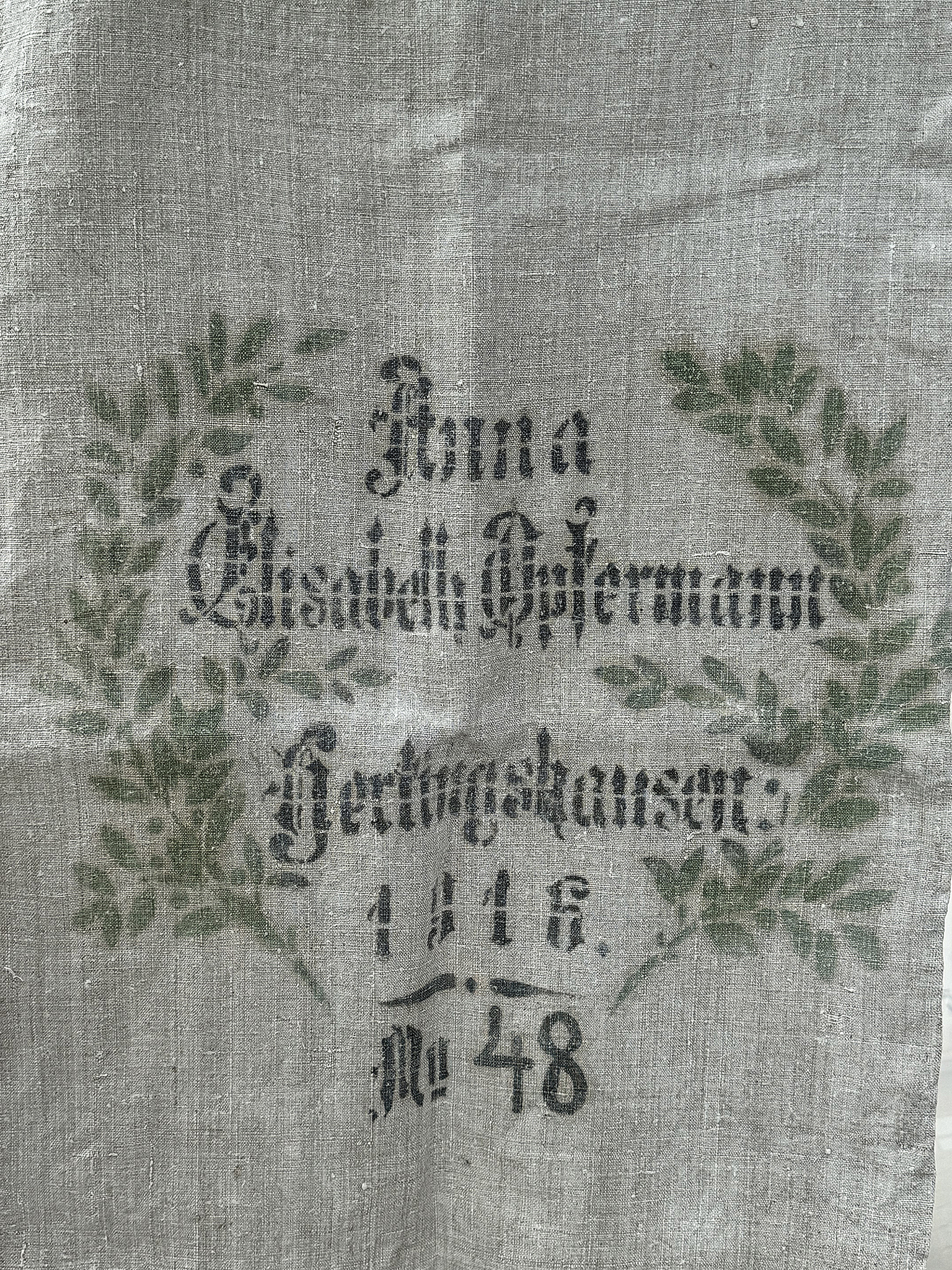 Großer antiker Mehlsack mit Originaldruck & Lorbeerkranz***