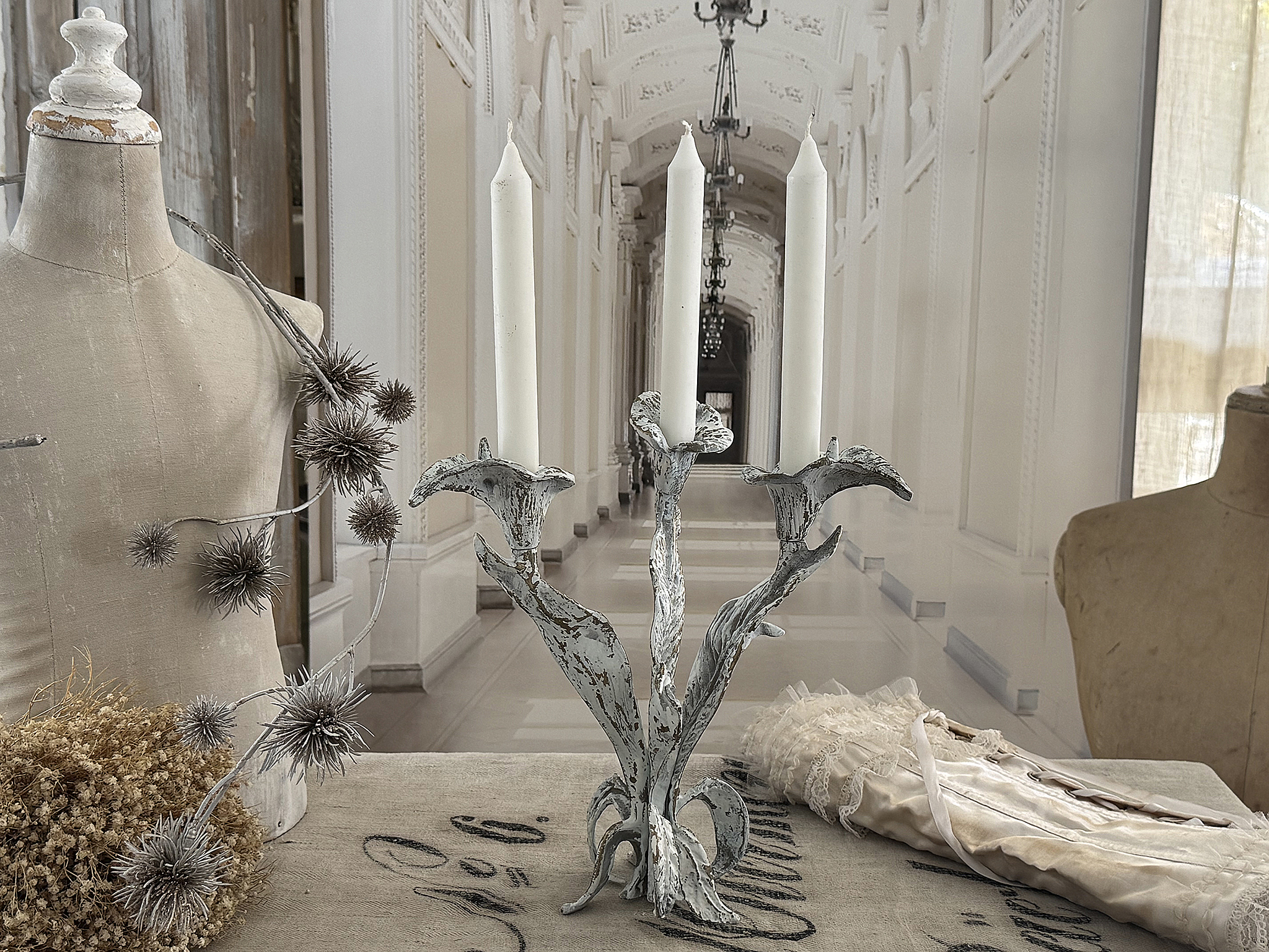 Dreiflammiger Vintage Kerzenleuchter im Jugendstil***