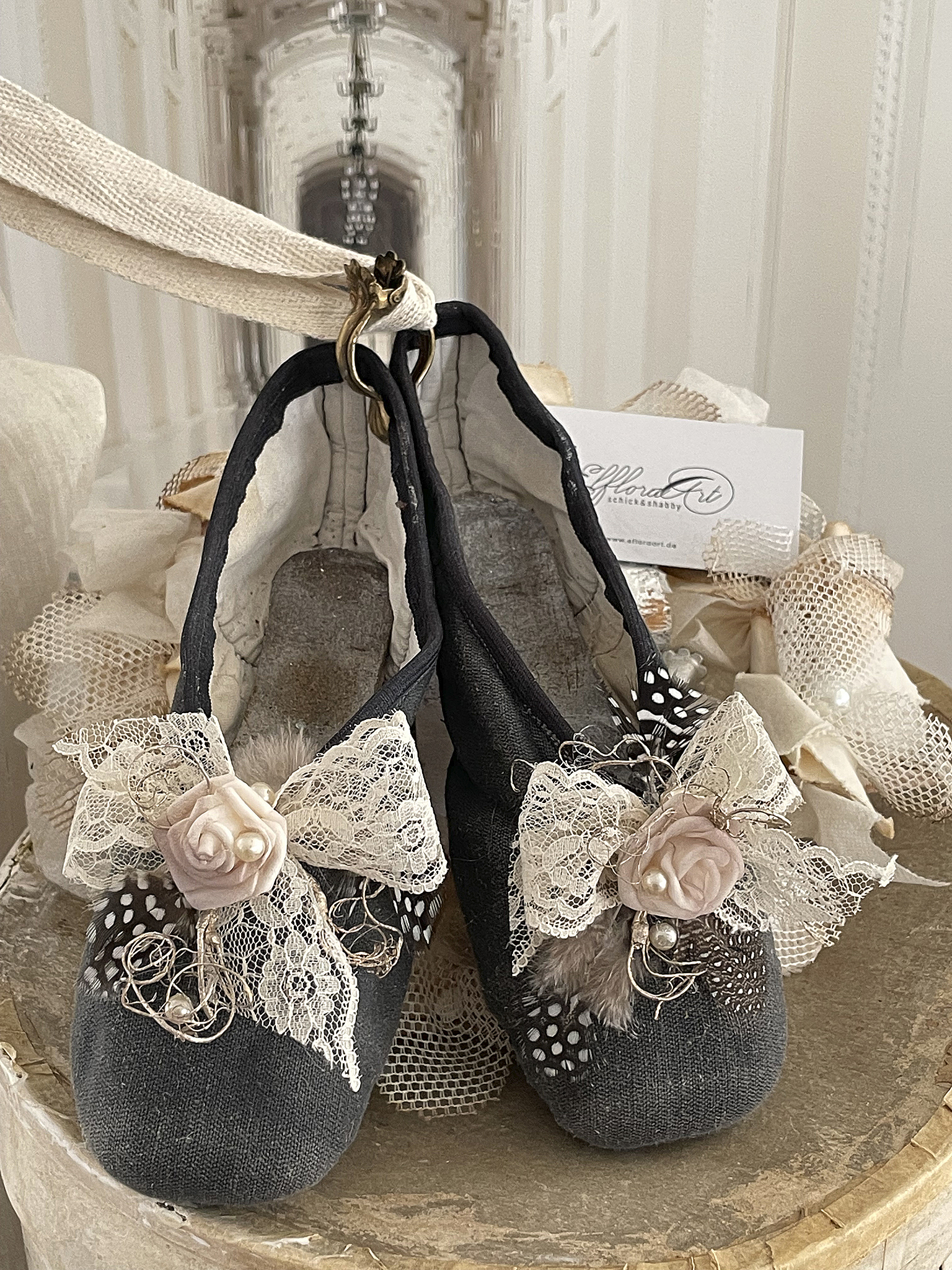 Spitzenschuhe Vintage-schwarz-taupe*** Spitzenschuhe Vintage-schwarz-taupe***