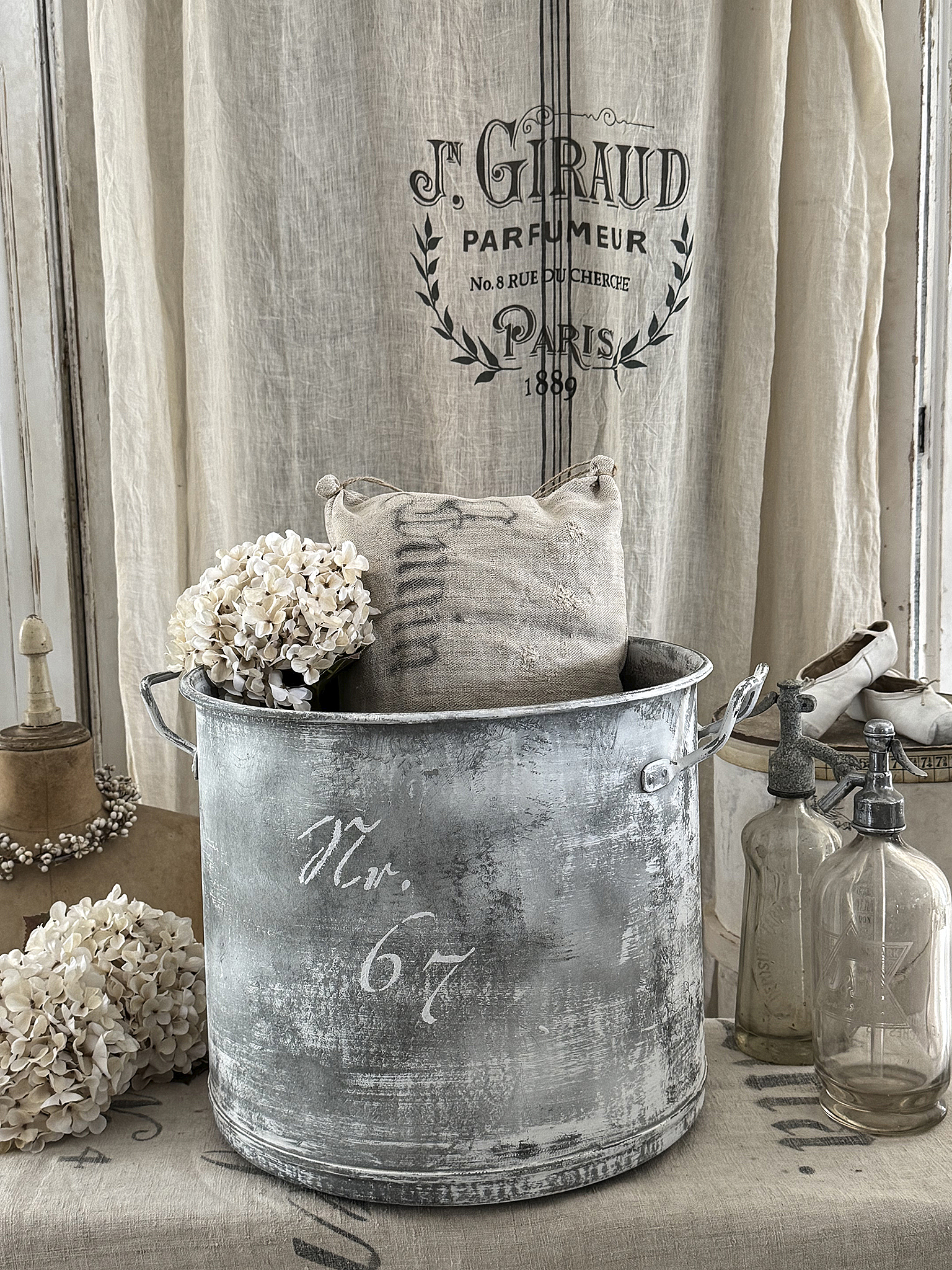Alter großer Zinktopf – 38 Liter im charmanten Vintage-Look***