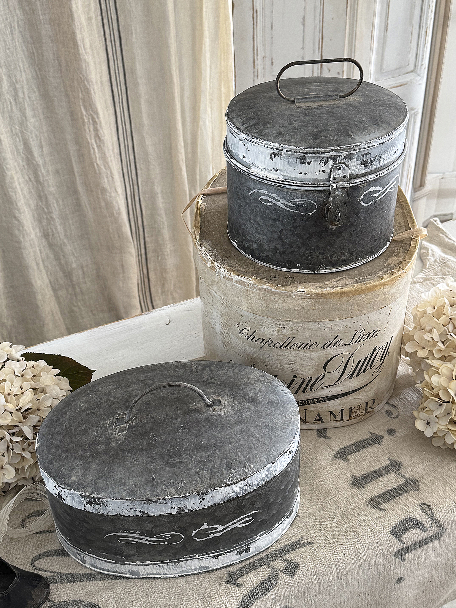  Altes Dosen-Duo aus Zink im Vintage-Stil***