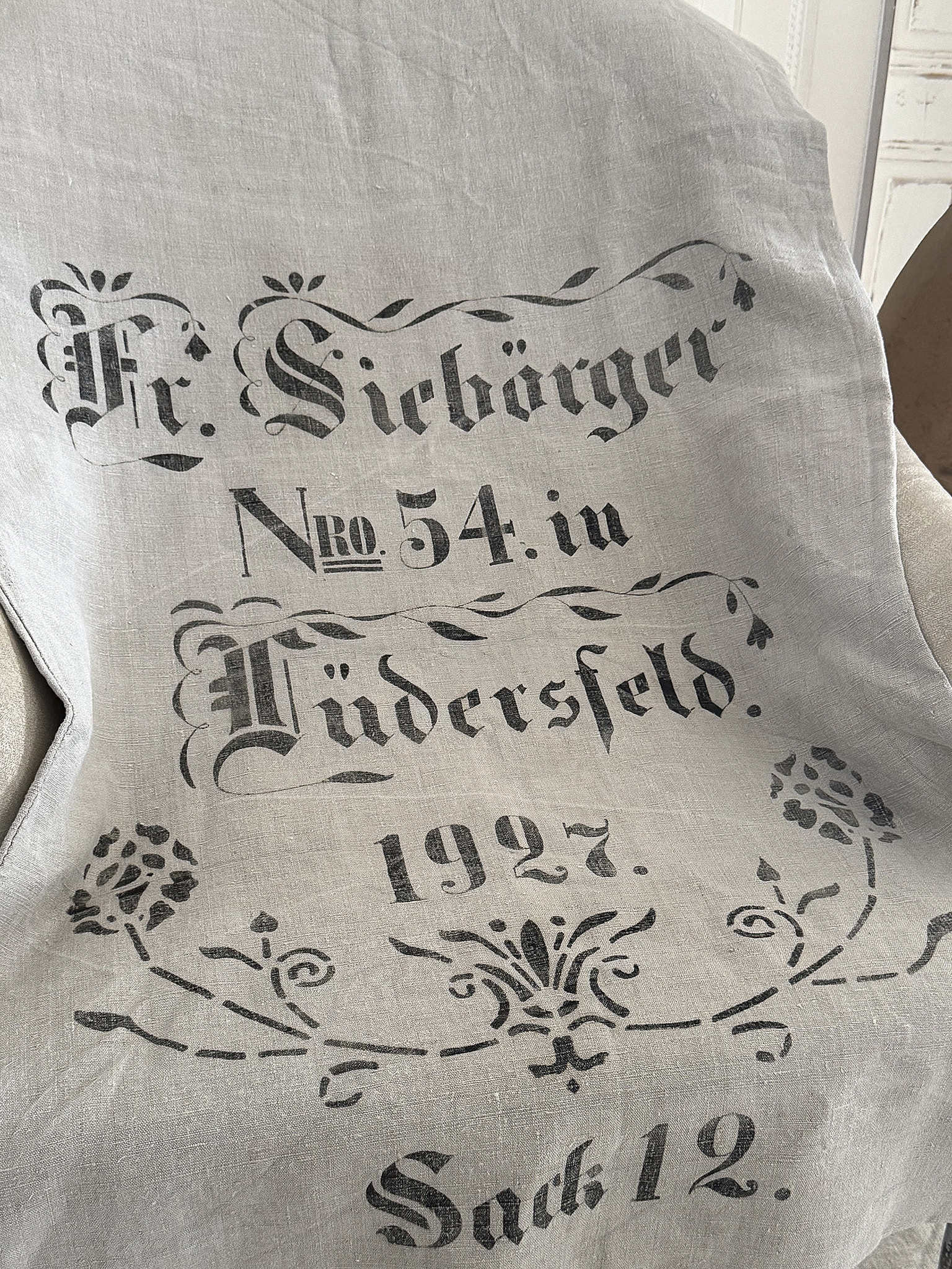 Alter Leinensack von 1927 – Originaldruck & zeitlose Authentizität***