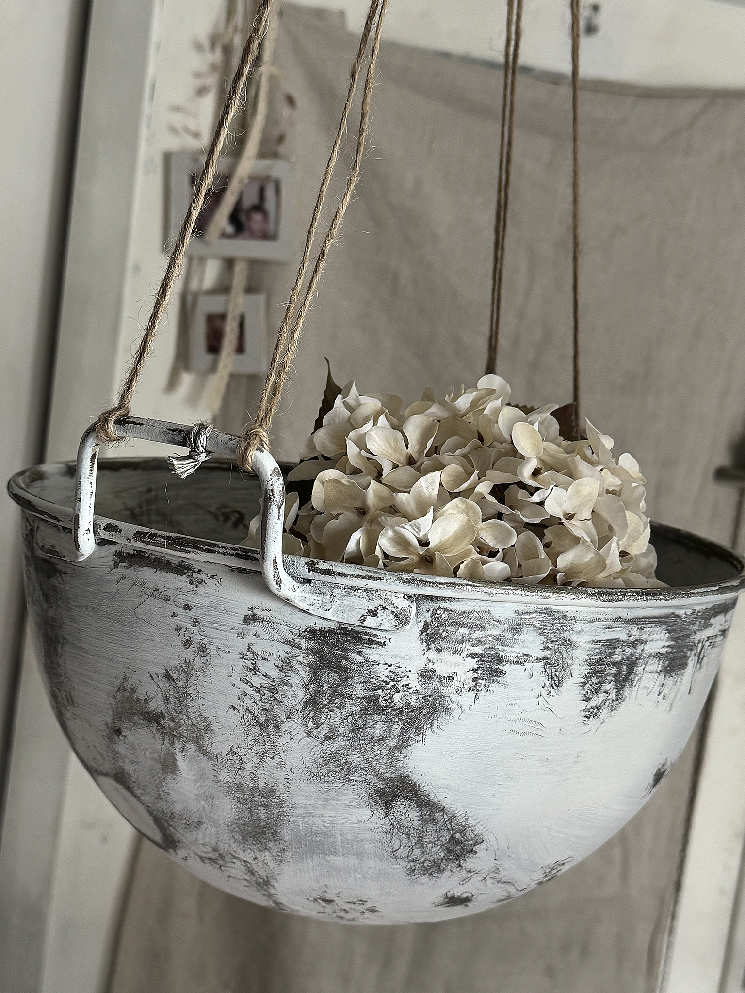 Alte halbkugelförmige Zinkschüssel zum Hängen – charmantes Shabby-Unikat mit Patina***