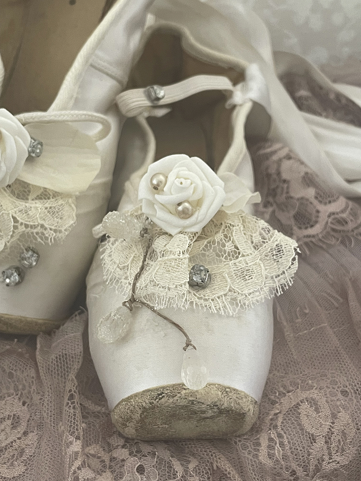 Süße alte Ballettschuhe weiß Röschen*** Süße alte Ballettschuhe weiß Röschen***