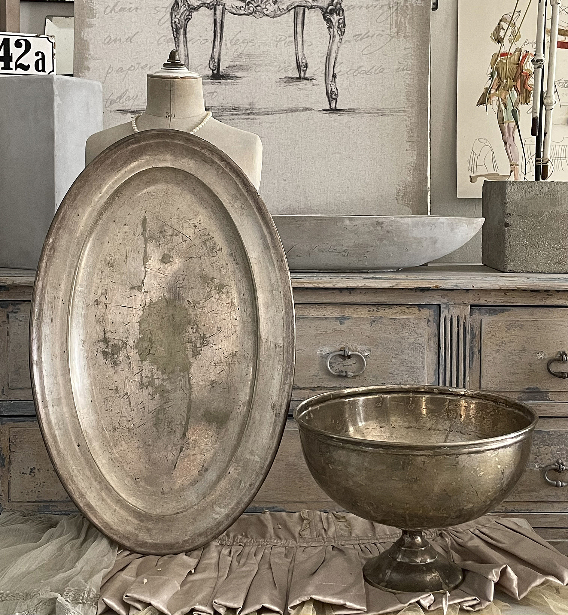 Imposante Platte mit Schale Vintage*** Imposante Platte mit Schale Vintage***