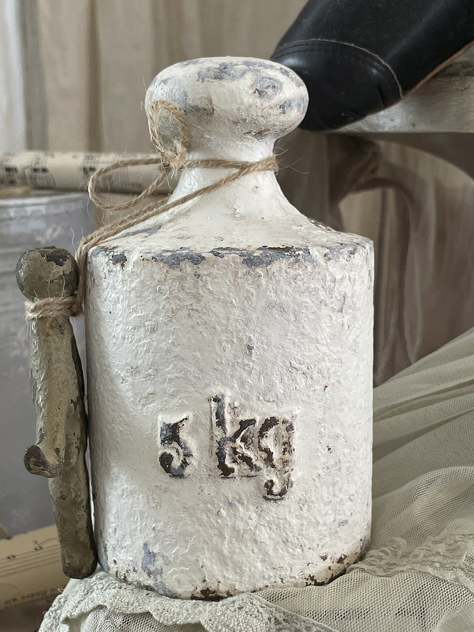  Altes 5kg Gewicht "Shabby-Chic mit Zaunspitze