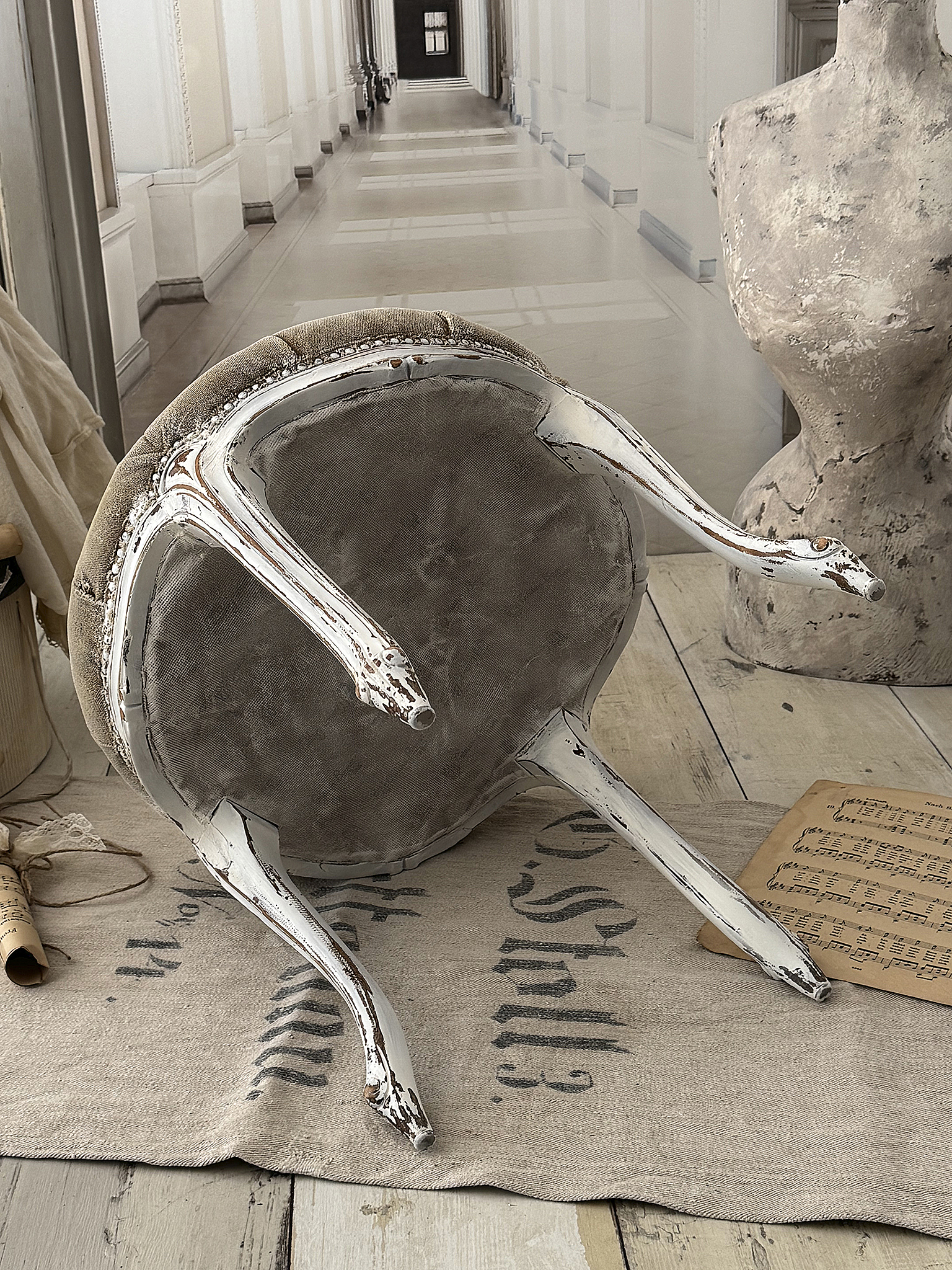 Reserviert! Alter Chippendale-Klavierhocker mit Federkern – Shabby Chic***