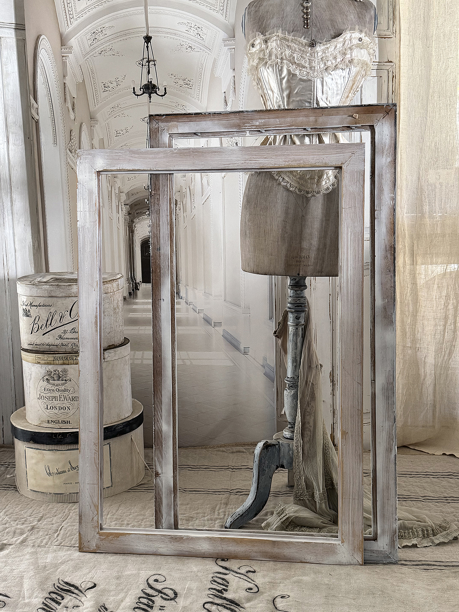 Duo große Holzbilderrahmen im Vintage-Shabbylook***
