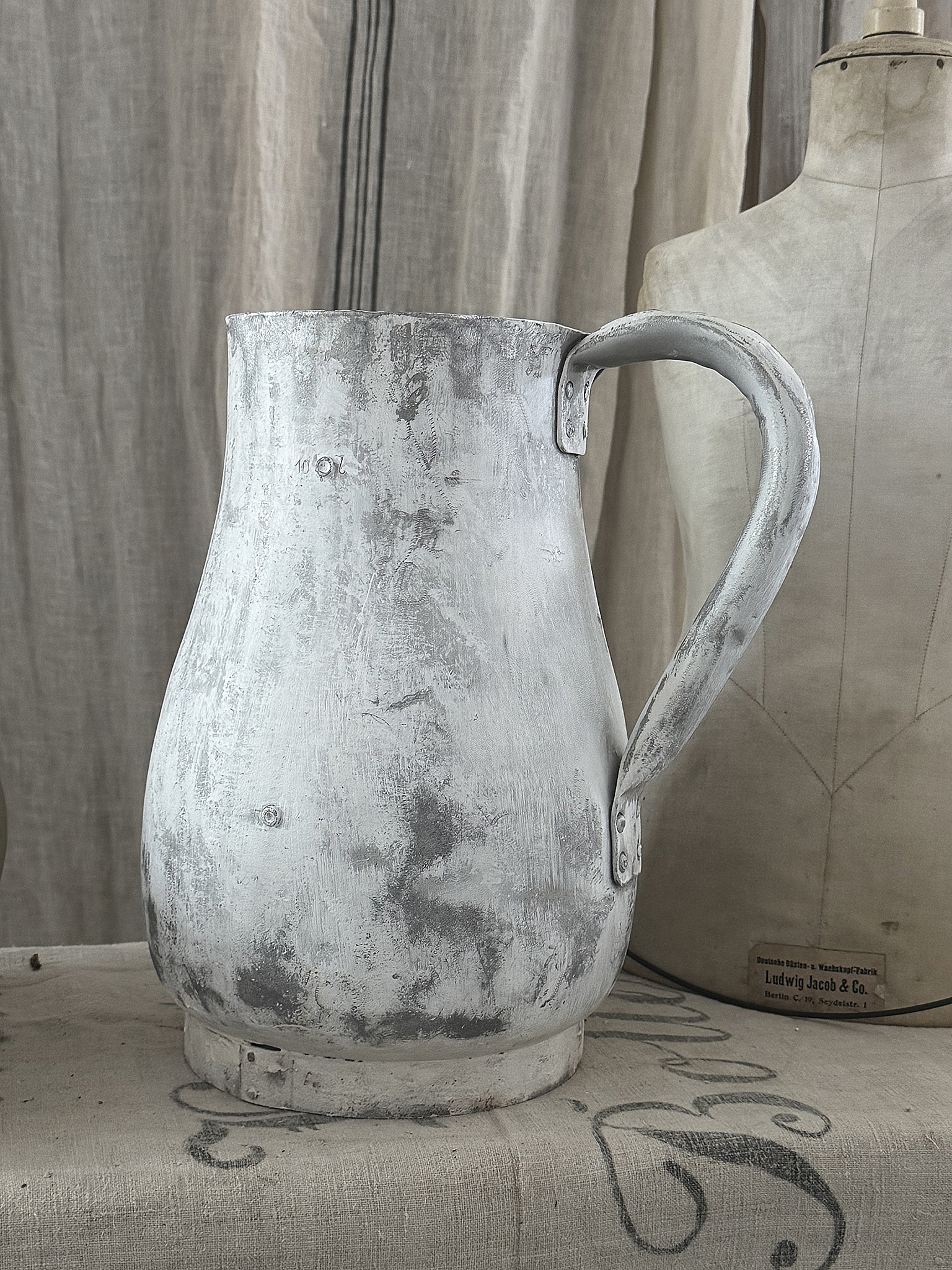 Große Zinkblechkanne im Shabby Chic – französischer Charme für Haus und Garten***