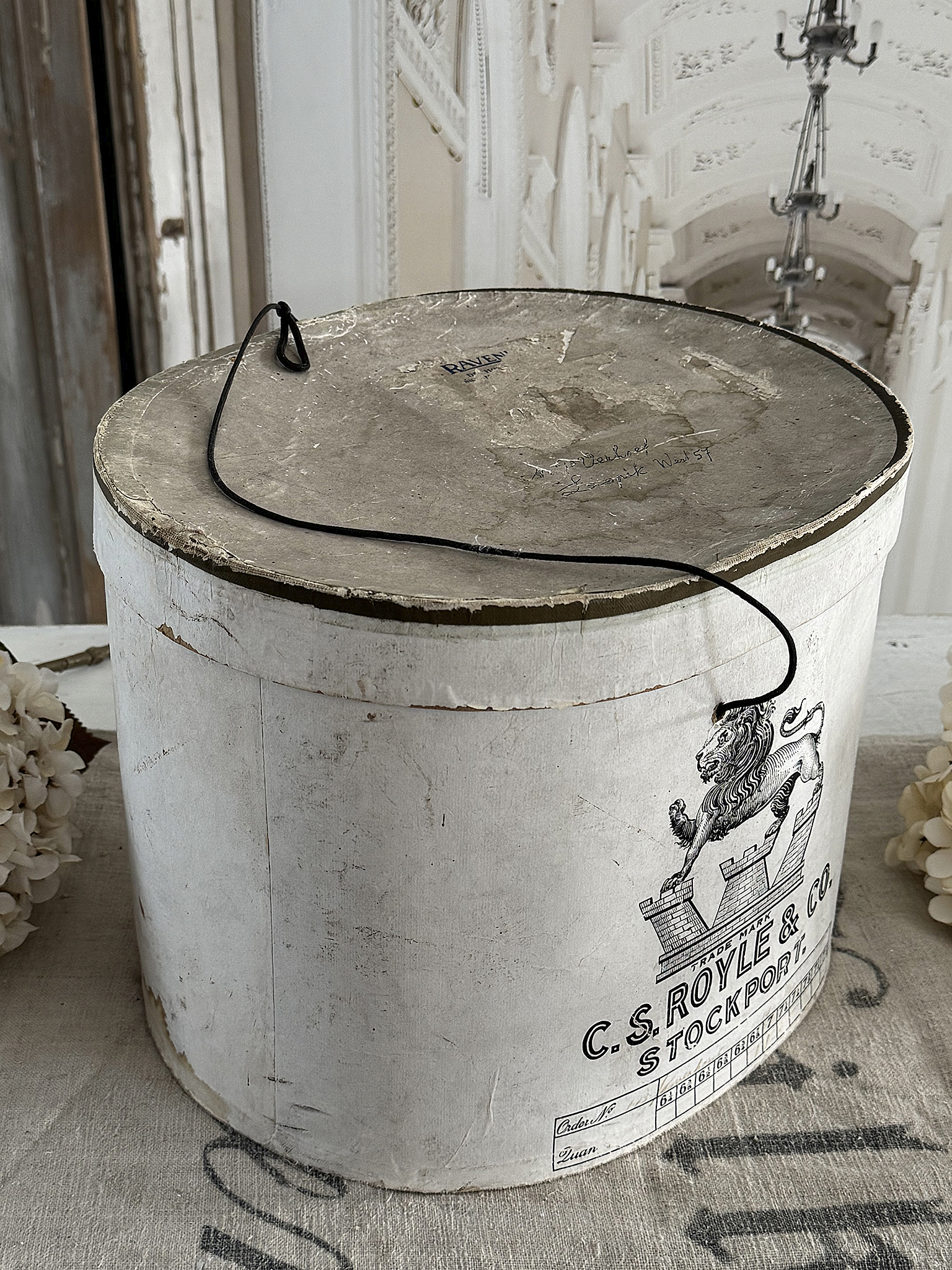 Antike englische Hutschachtel „C.S. Royle & Co., Stockport“***