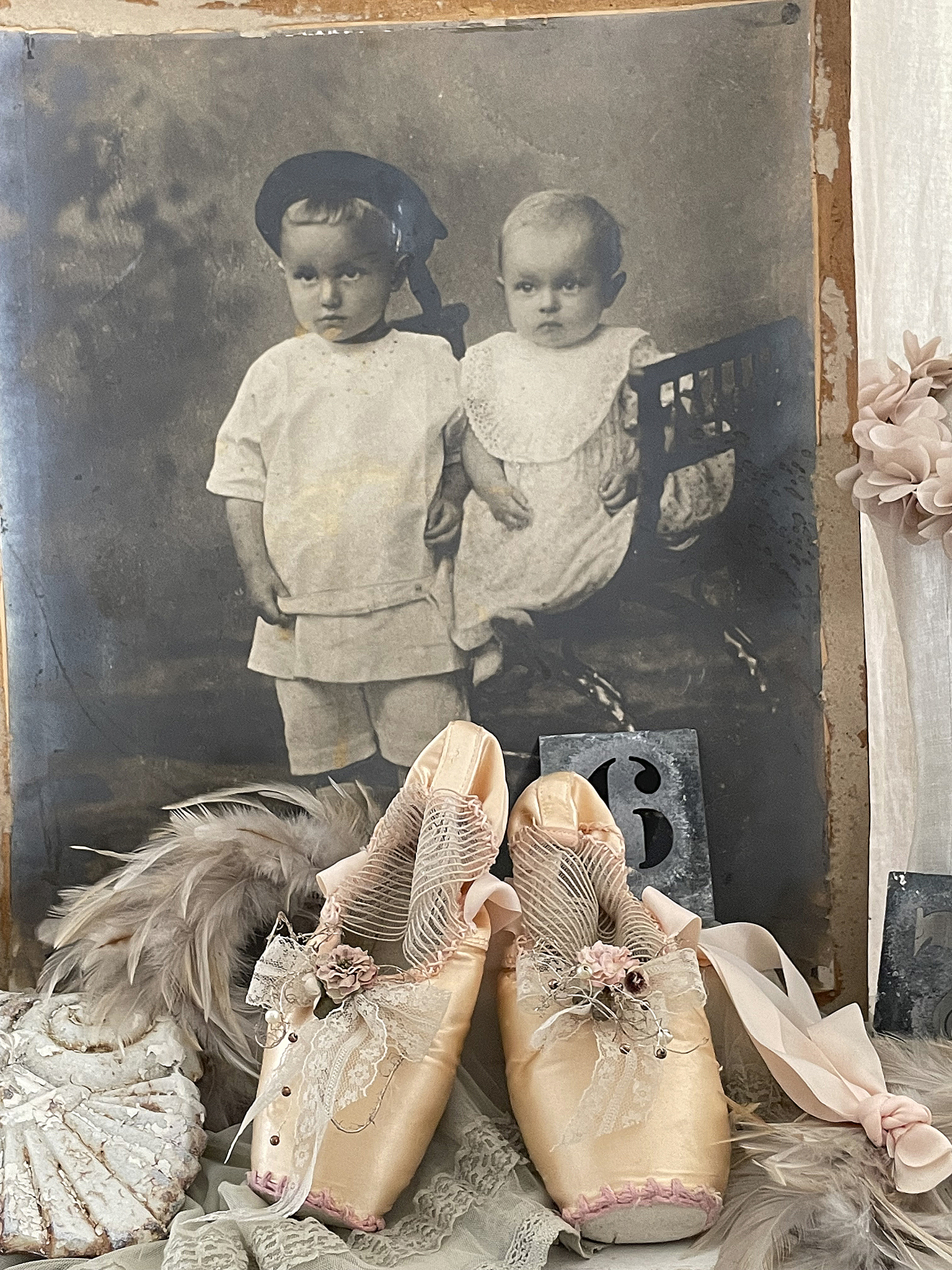 Alte Ballettschuhe Brocante mit Röschen und Spitze*** Alte Ballettschuhe Brocante mit Röschen und Spitze***
