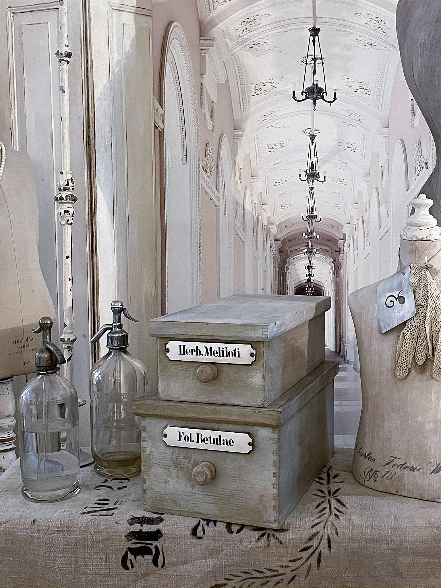 Duo alte Holz Apothekerkisten mit Deckel im original Lack***