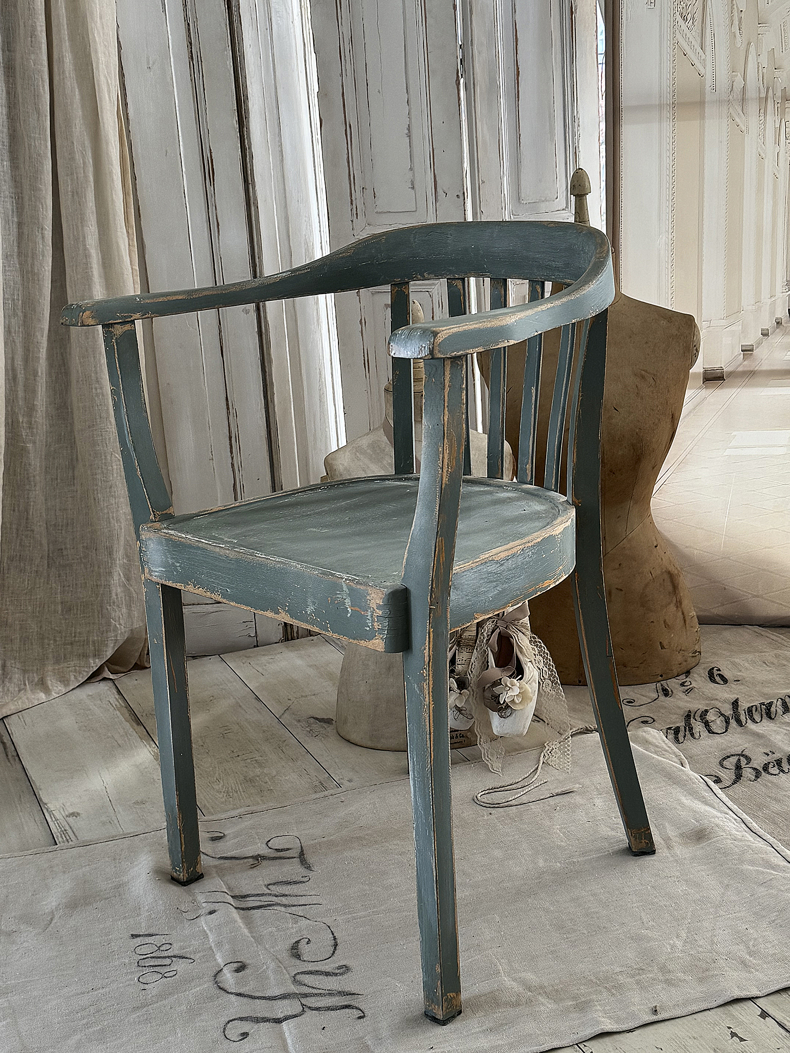 Alter Armlehnenstuhl Bauhaus Vintage/Salbei***