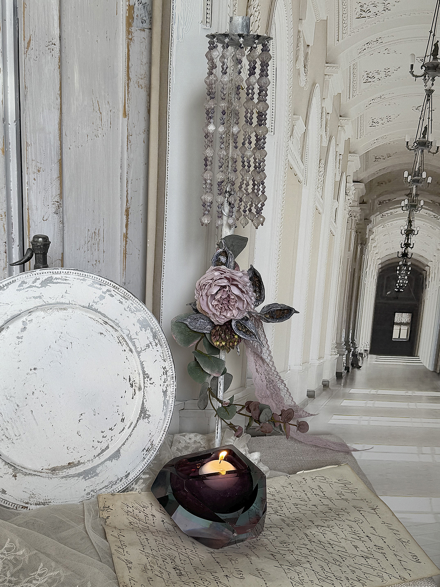 Kerzenarrangement „Nostalgie“ – Romantik in sanften Beerentönen***