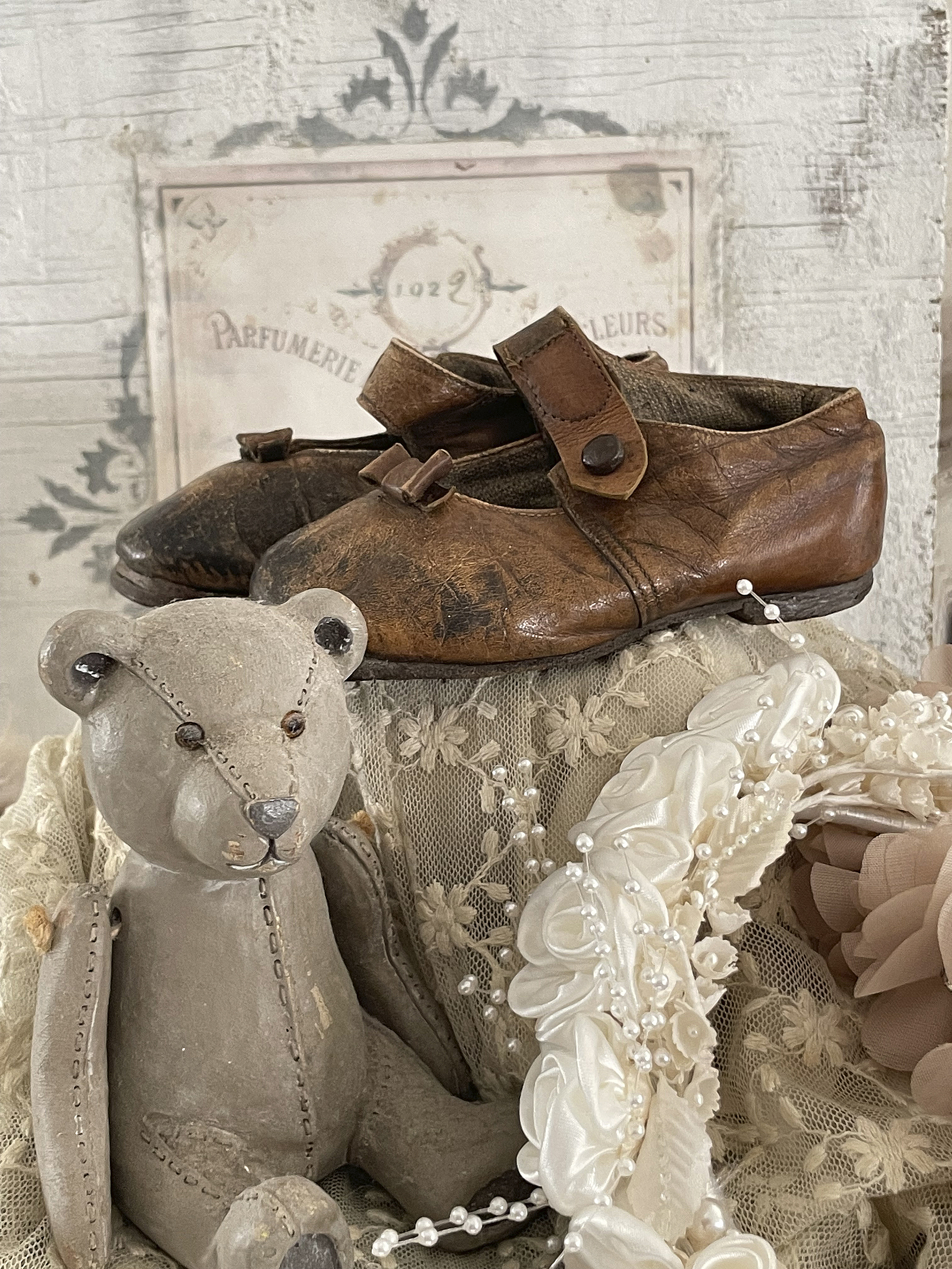 Reizende Kinderschuhe Vintage-braun mit Schleifchen***