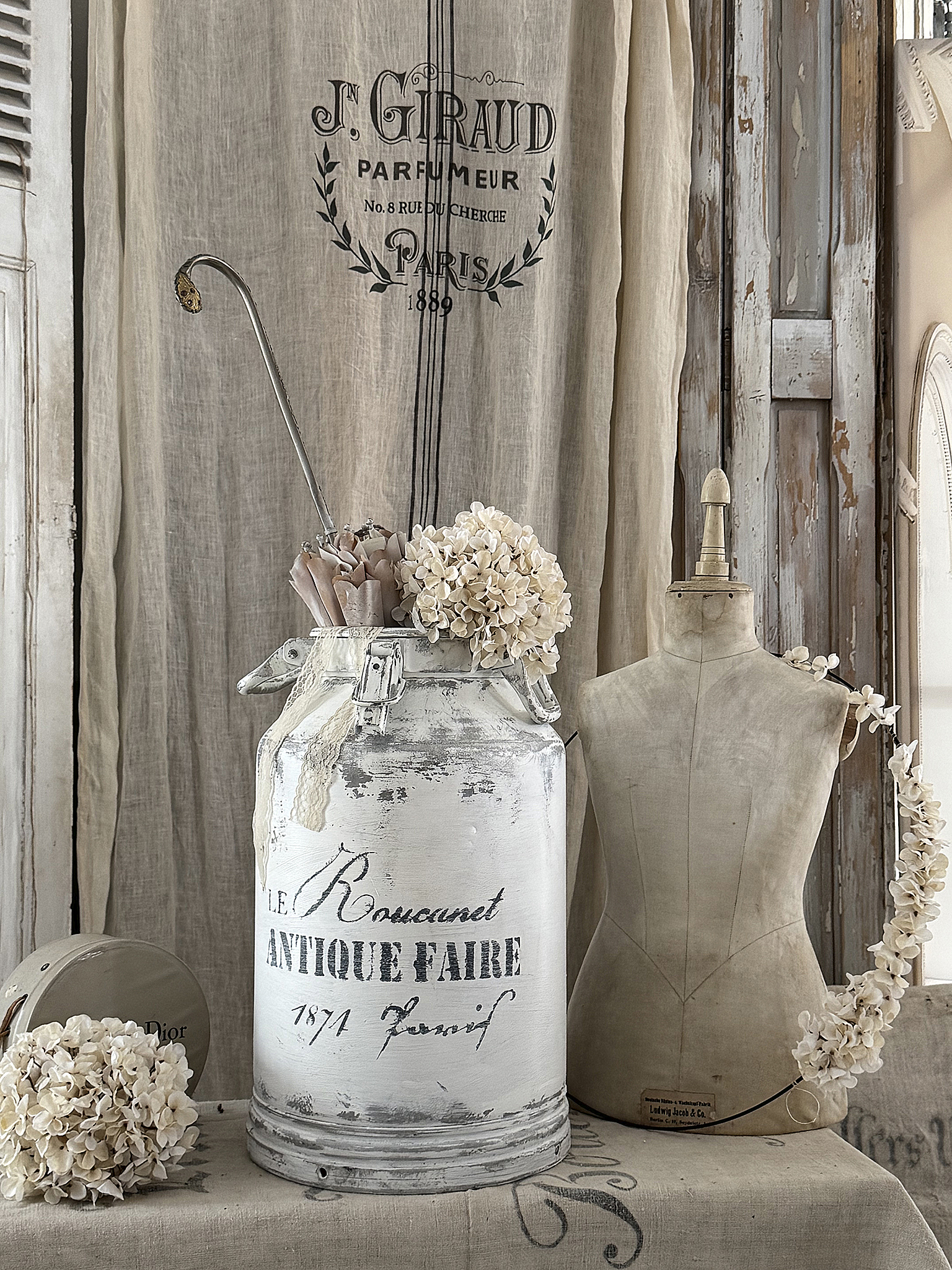 Große alte Milchkanne aus Zink im französischen Shabby Chic***