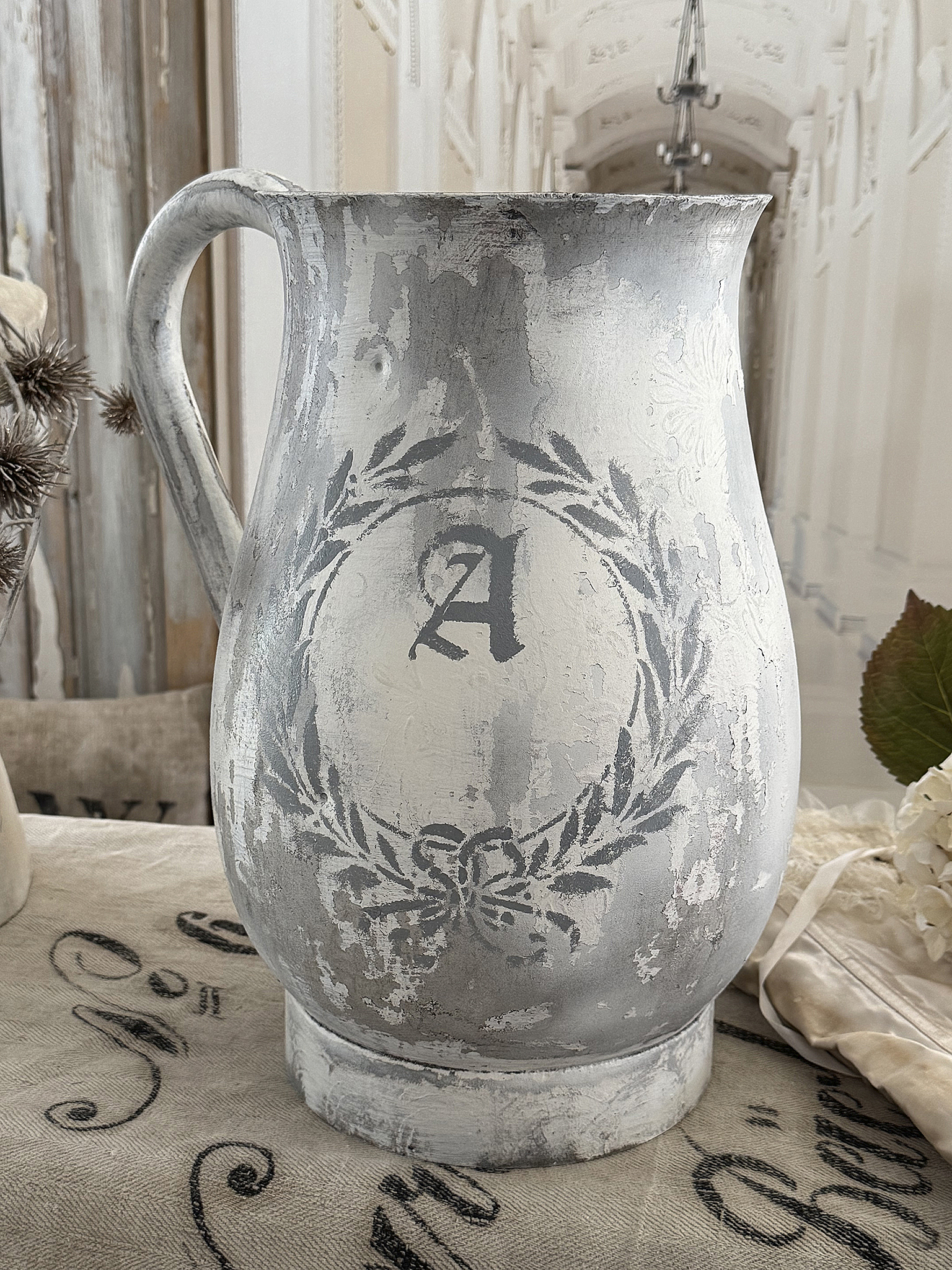  Alte, große Zinkblech-Kanne ***