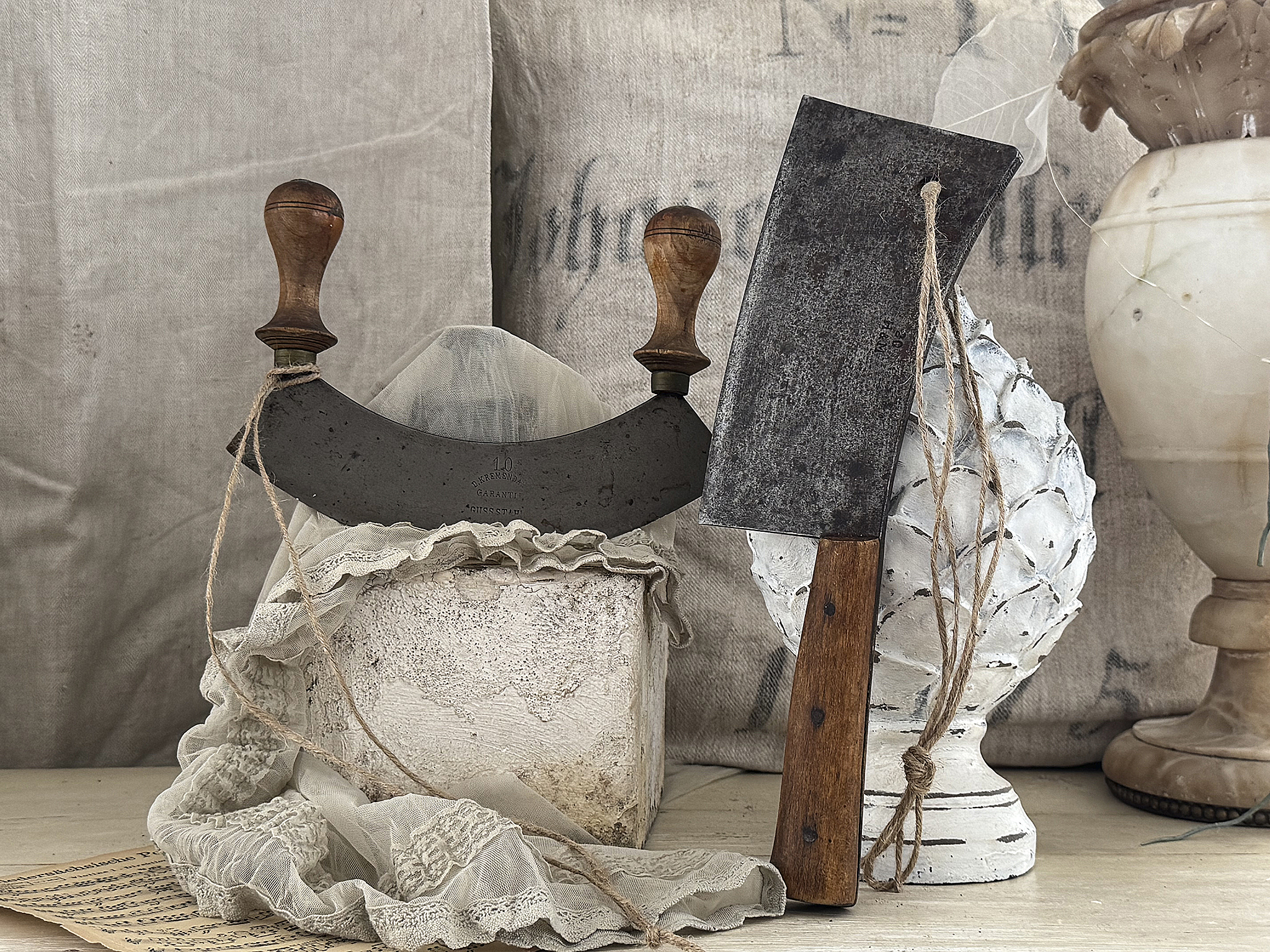 Vintage-Hackbeil und Wiegemesser***