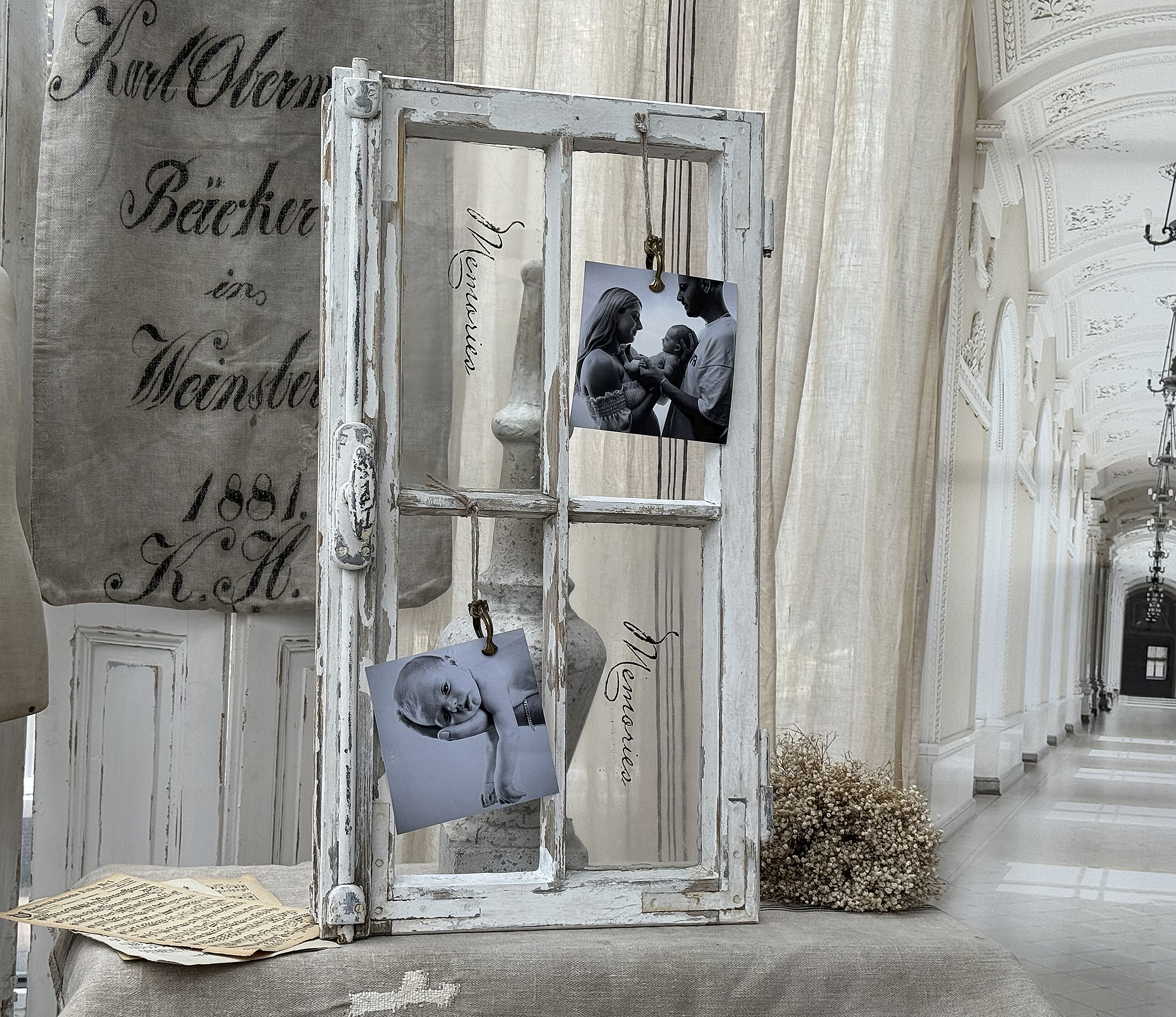 Antikes Fenster-Memoboard – Shabby Chic Vintage