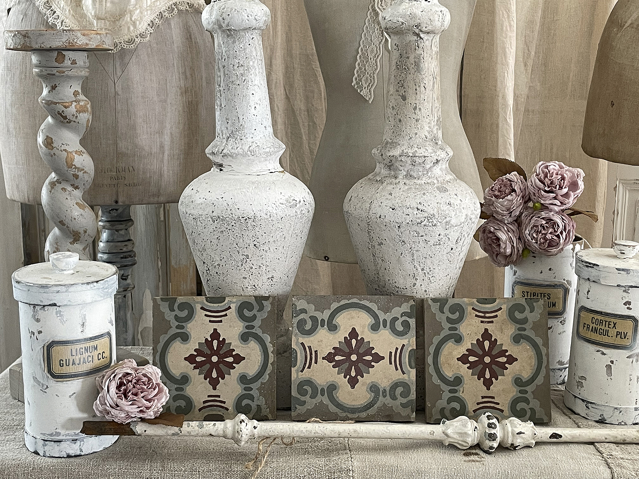 Trio antike Jungendstil Fliesen***