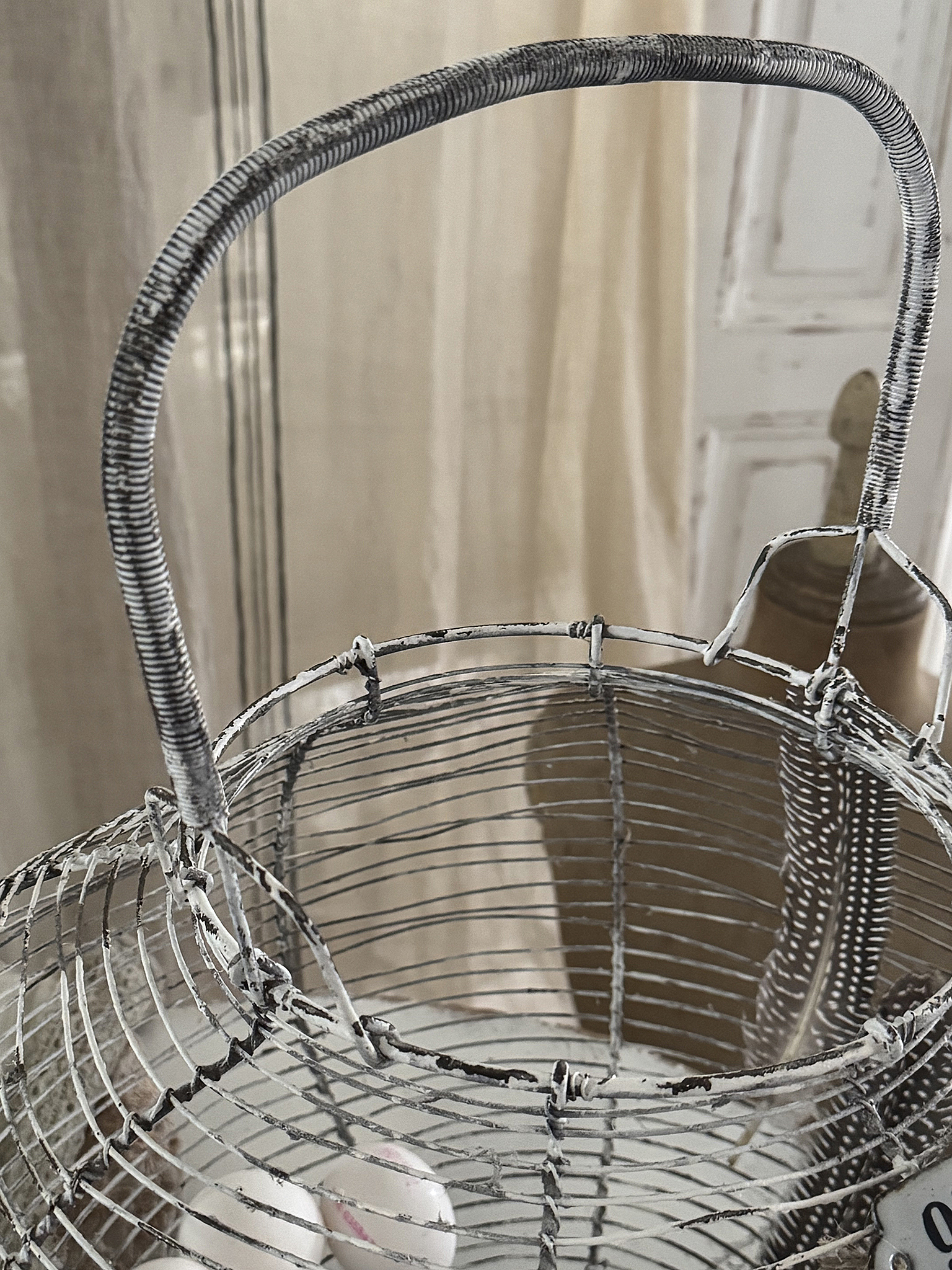 Antiker französischer Eierkorb XL – Vintage-Charme aus Frankreich***