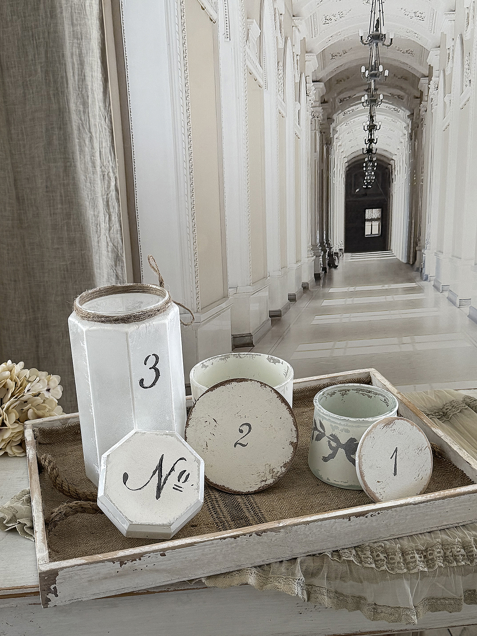 Shabby-Konvolut Tablett mit Schalen***