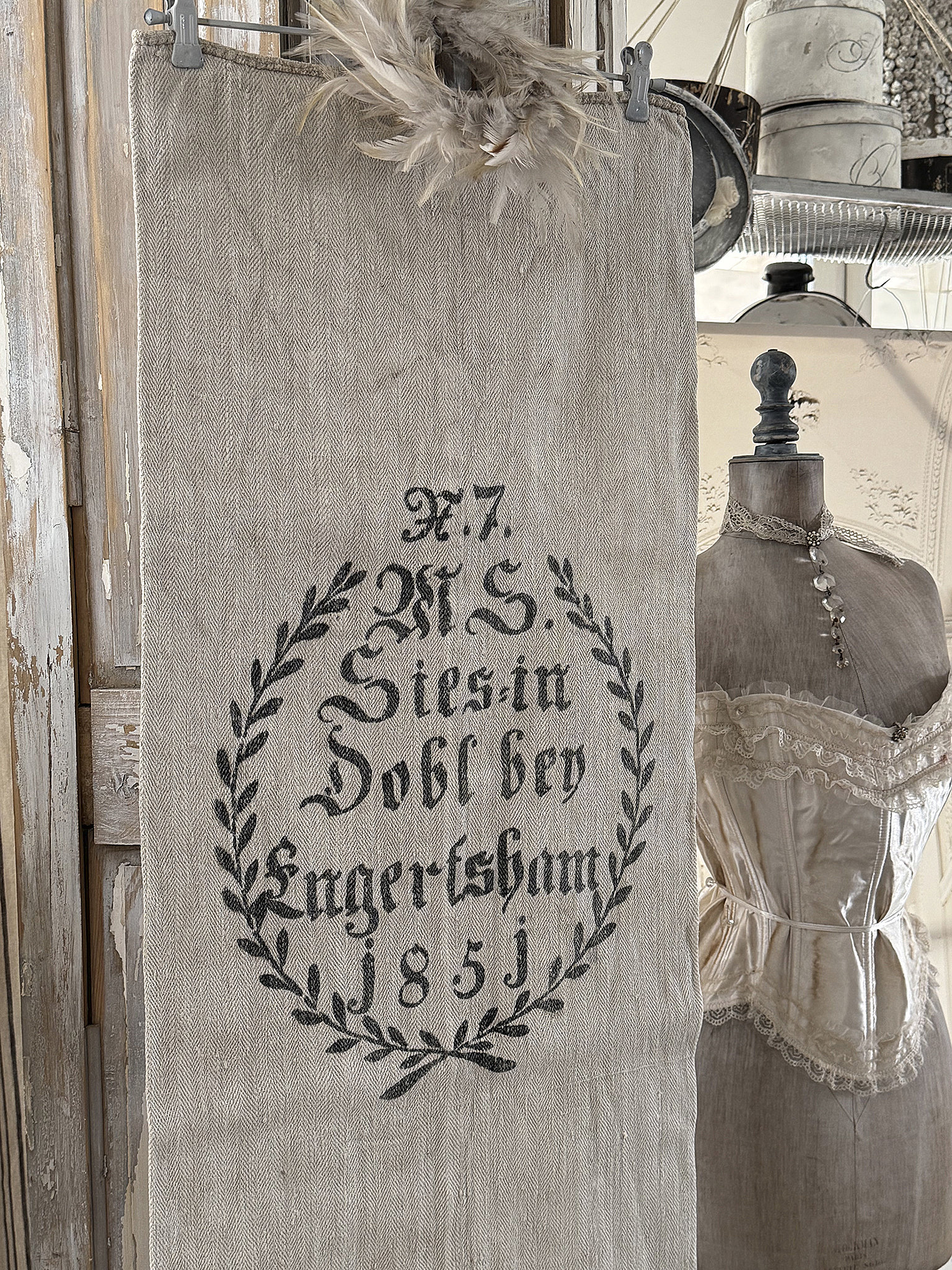 Historischer langer Leinensack/ Mehlsack 1851** Historischer langer Leinensack/ Mehlsack 1851**