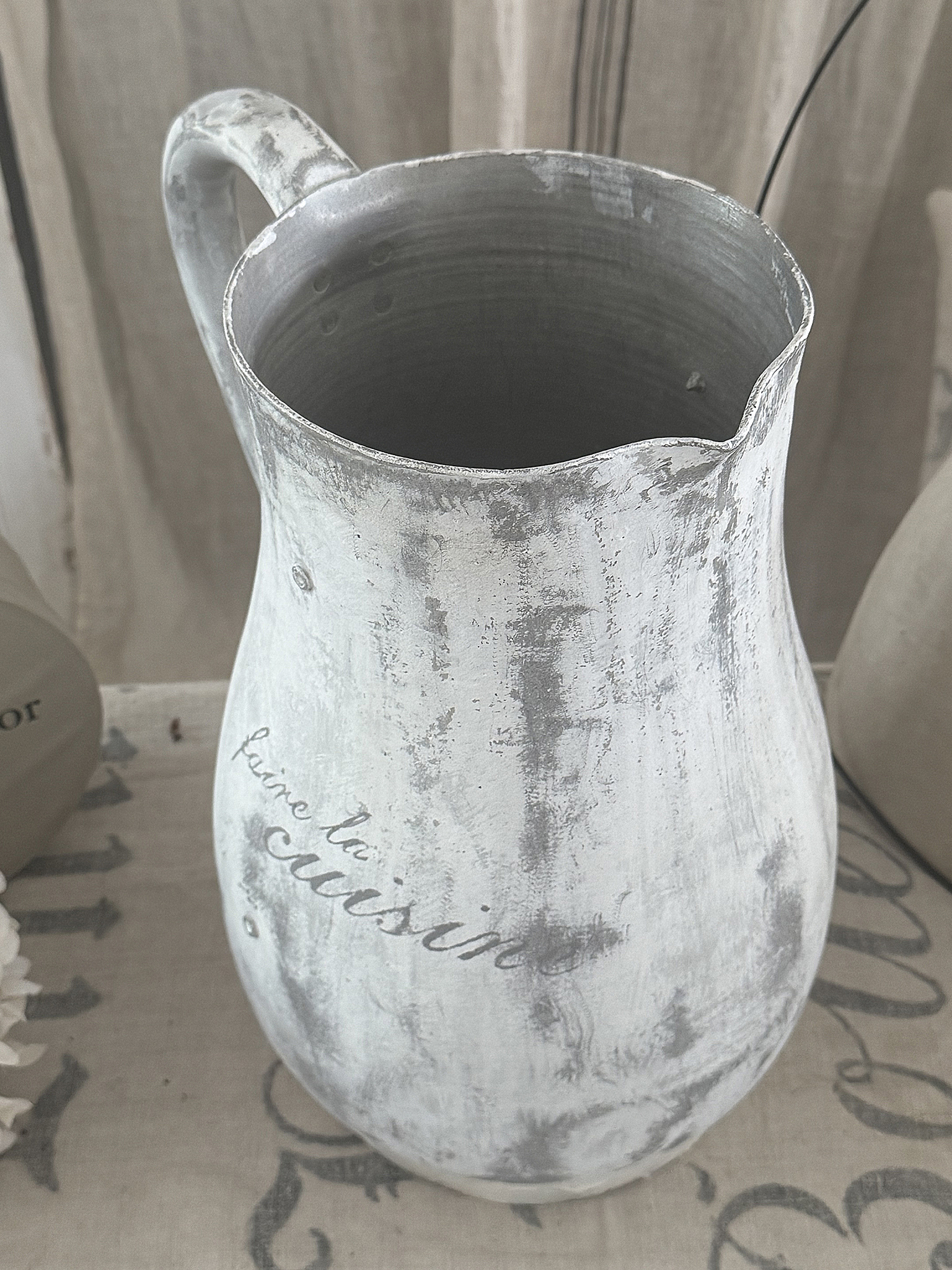 Große Zinkblechkanne im Shabby Chic – französischer Charme für Haus und Garten***