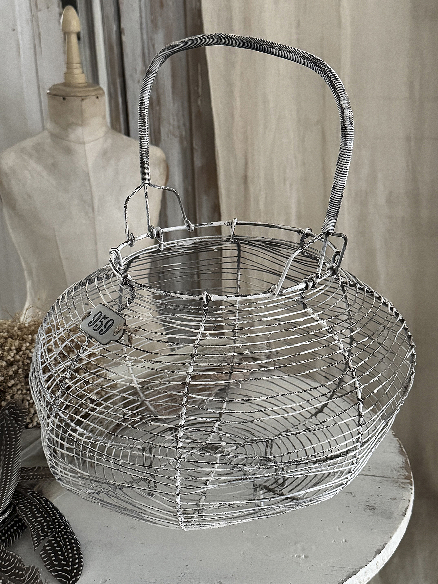 Antiker französischer Eierkorb XL – Vintage-Charme aus Frankreich***