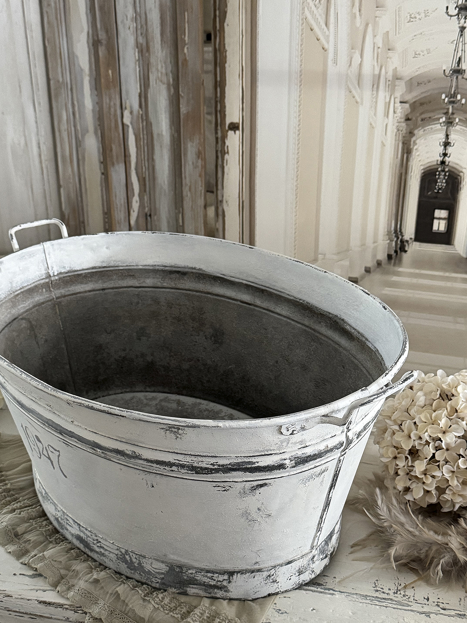 Alte Shabby-Zinkwanne 1947***