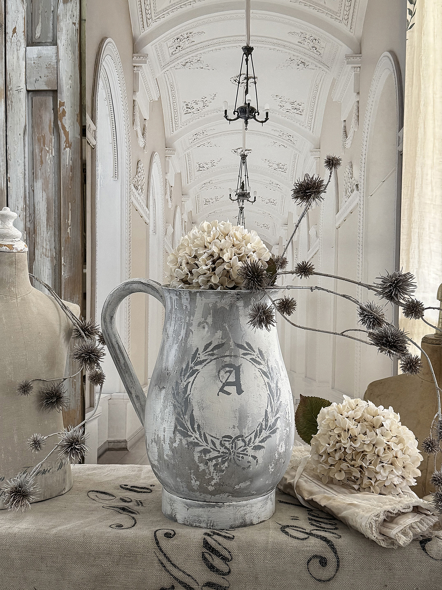  Alte, große Zinkblech-Kanne ***