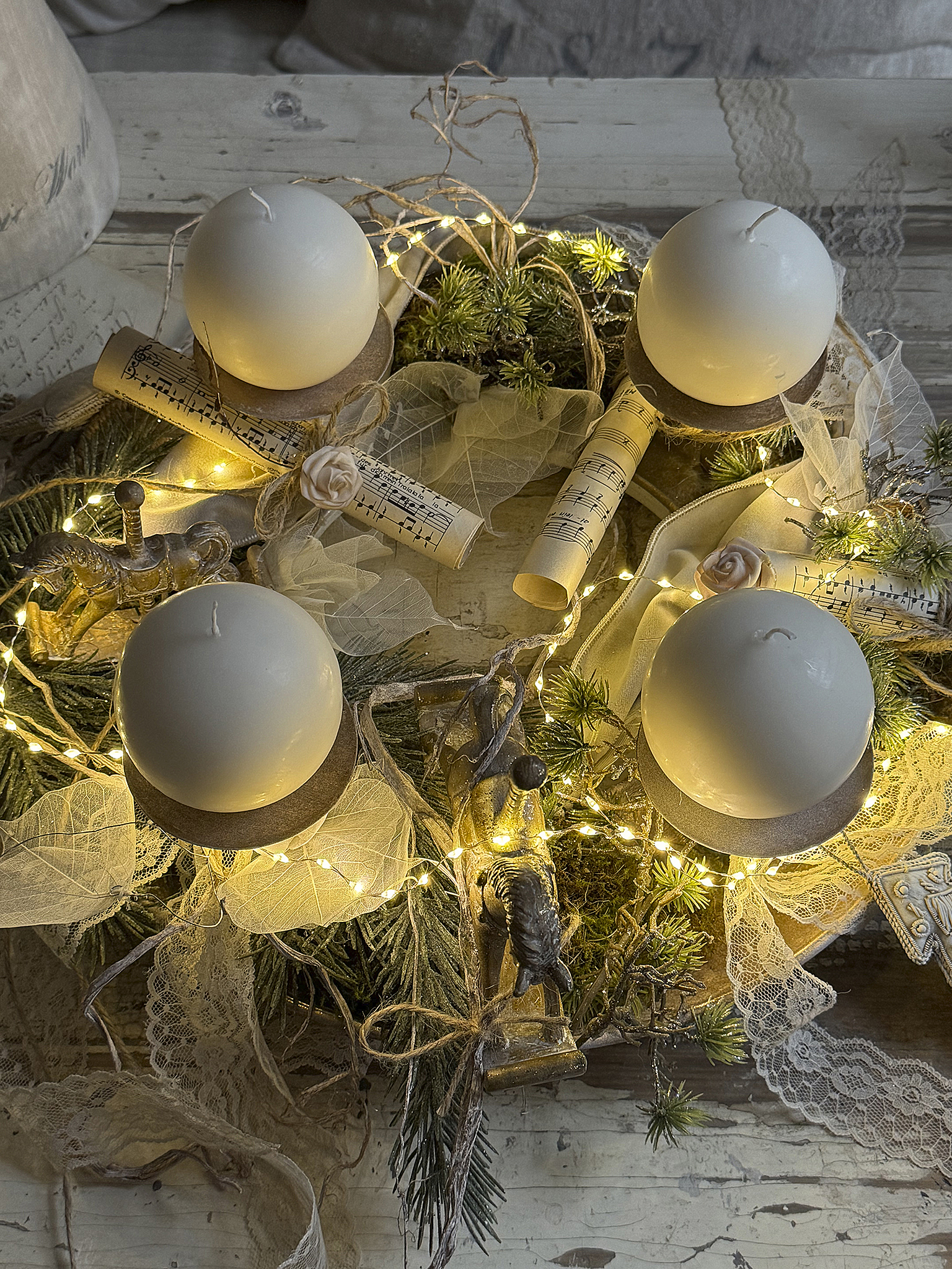 Adventkranz Schale „Romantik“ ein Unikat zum Verlieben***