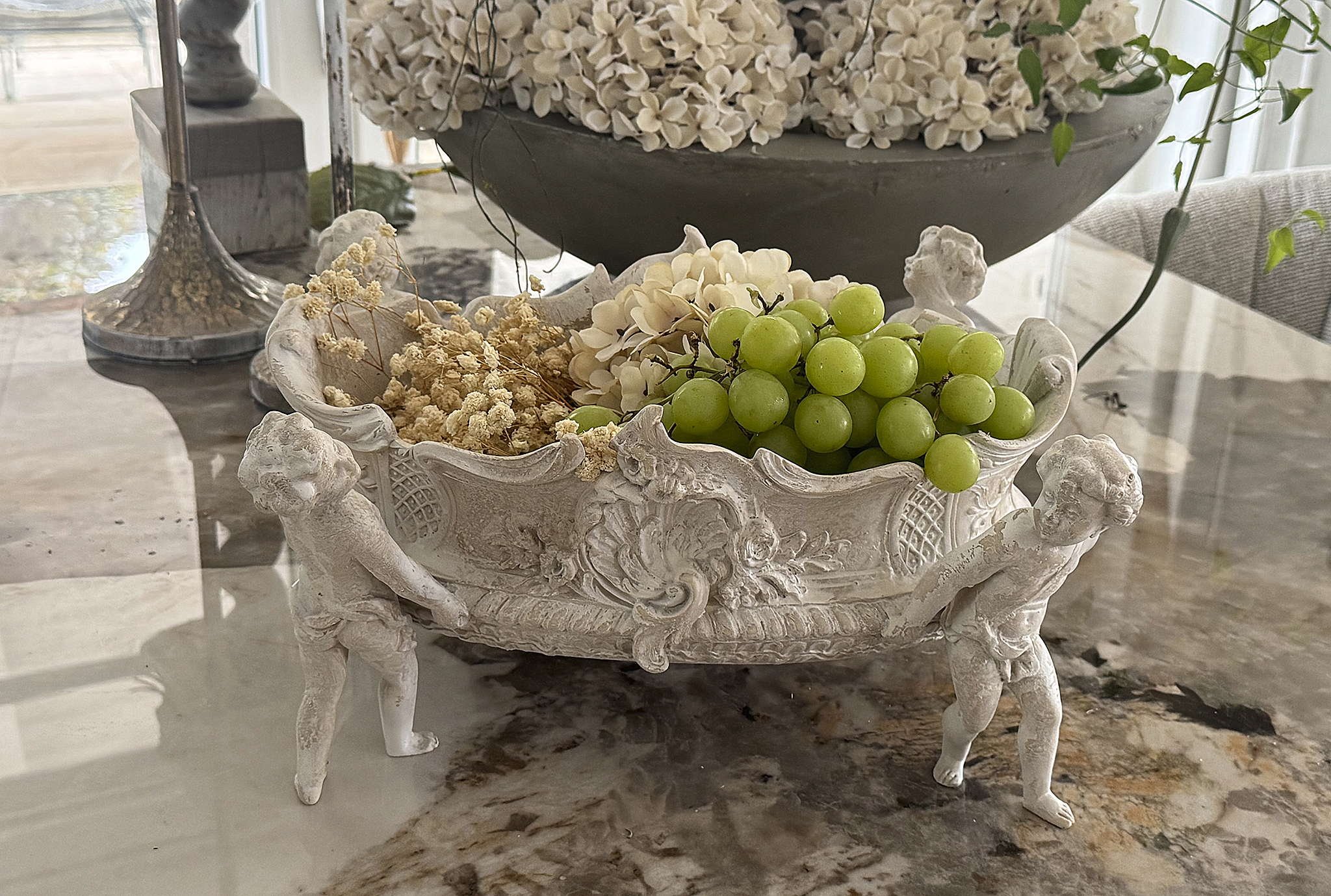 Wunderschöne Shabby-Chic-Jardinière mit Putten – romantisches Rokoko-Flair***