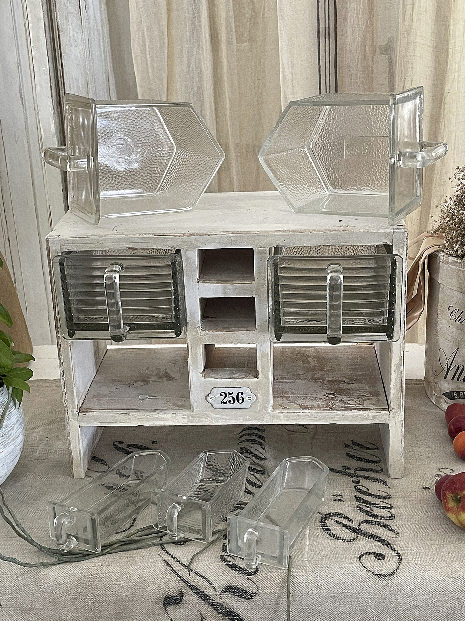 Vintage Glasbehälter mit Aufbewahrungsbox für Küchenutensilien Dekorative Aufbewahrungsbox aus Holz mit Glasbehältern für die Küche
