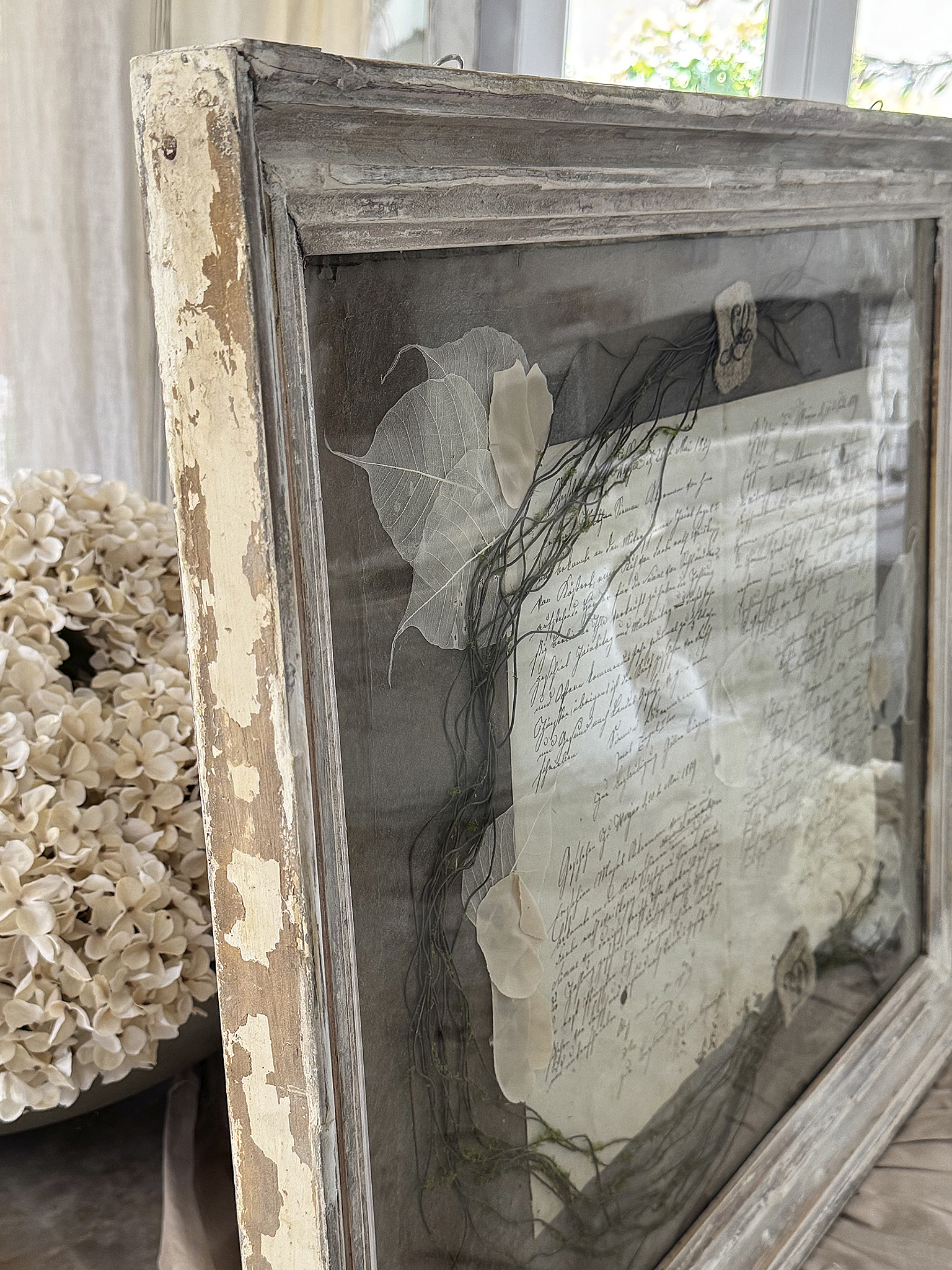Außergewöhnliches Vintage-Bild mit antiken Dokumenten & Naturdetails***