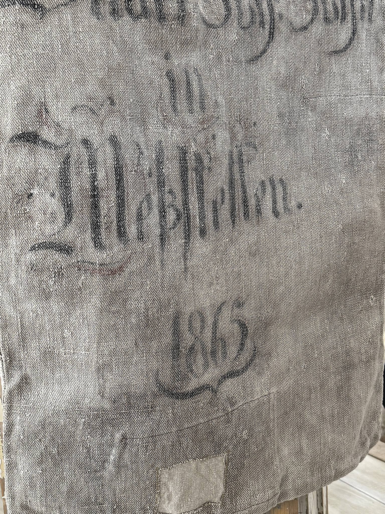 Historischer Mehlsack von 1865 – Originaler antiker Leinensack mit großer Beschriftung