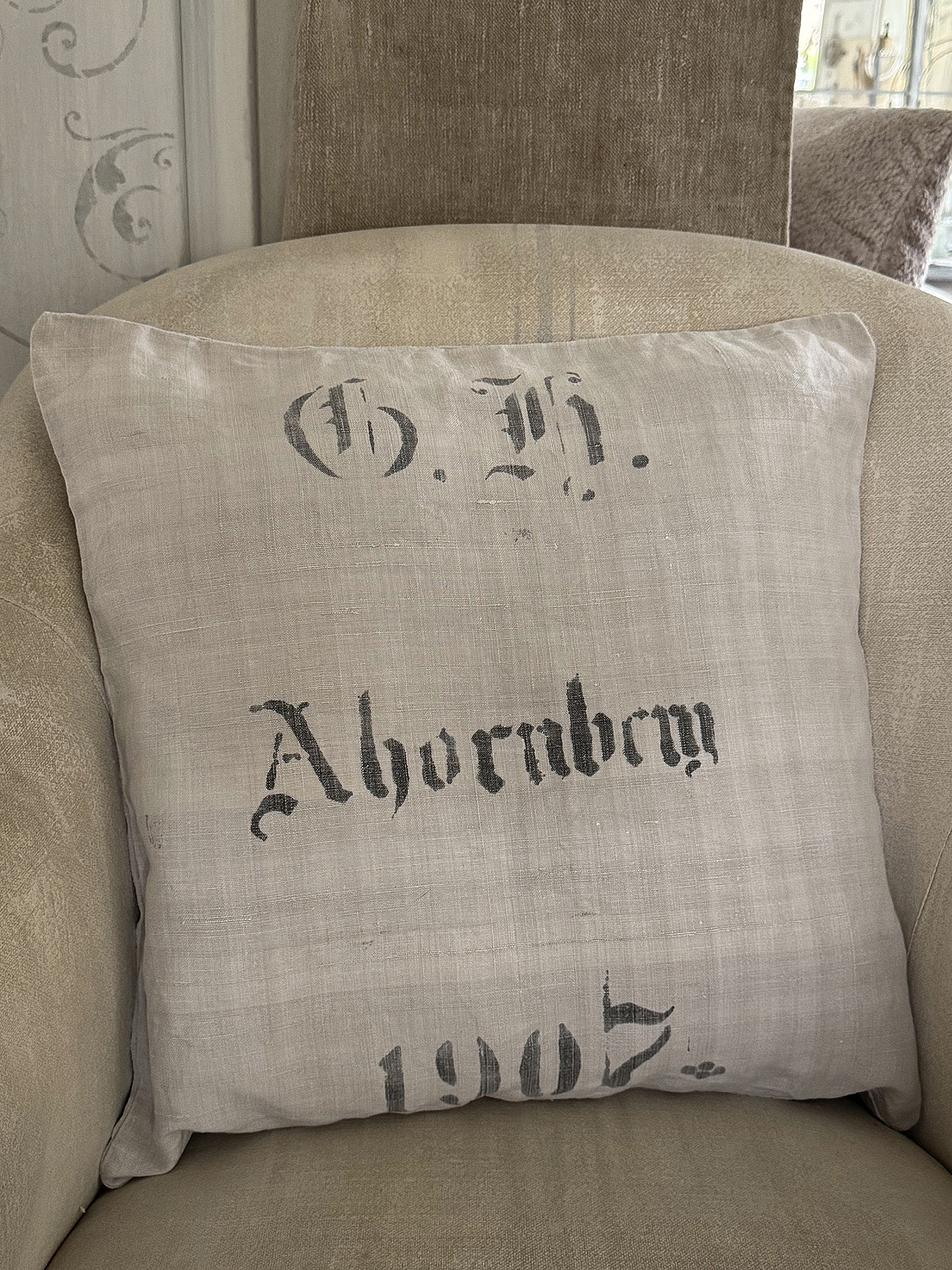 Altes Mehlsackkissen aus antikem Leinensack***