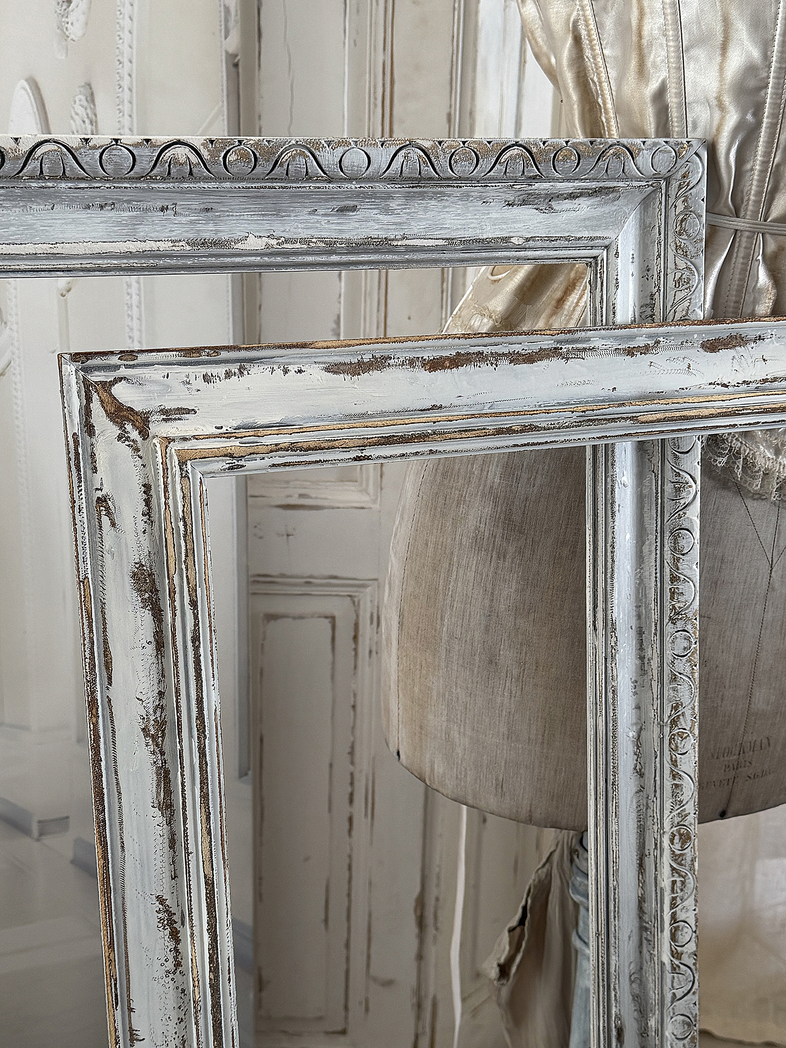 Duo große Holzbilderrahmen im Vintage-Shabbylook***