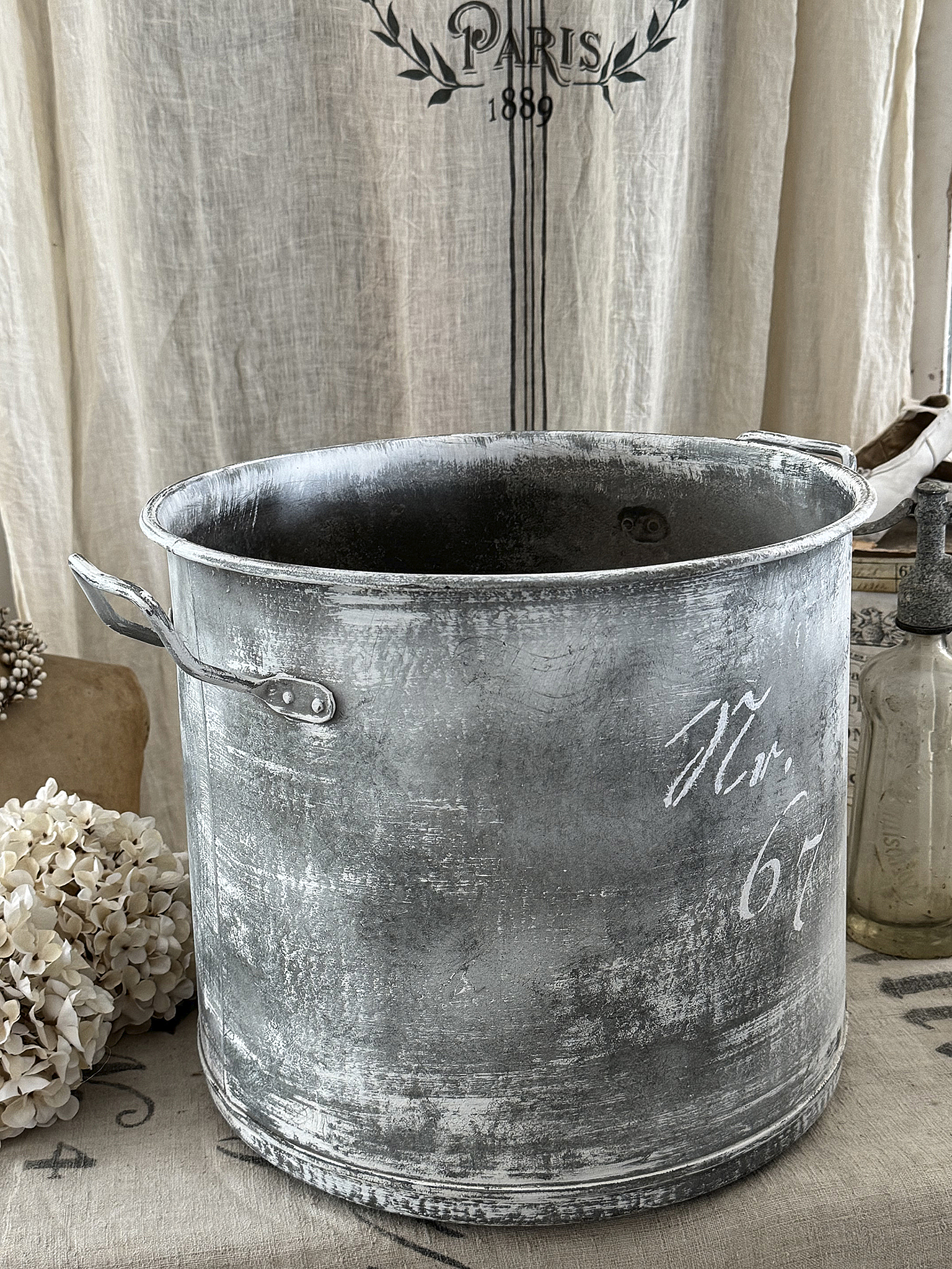 Alter großer Zinktopf – 38 Liter im charmanten Vintage-Look***