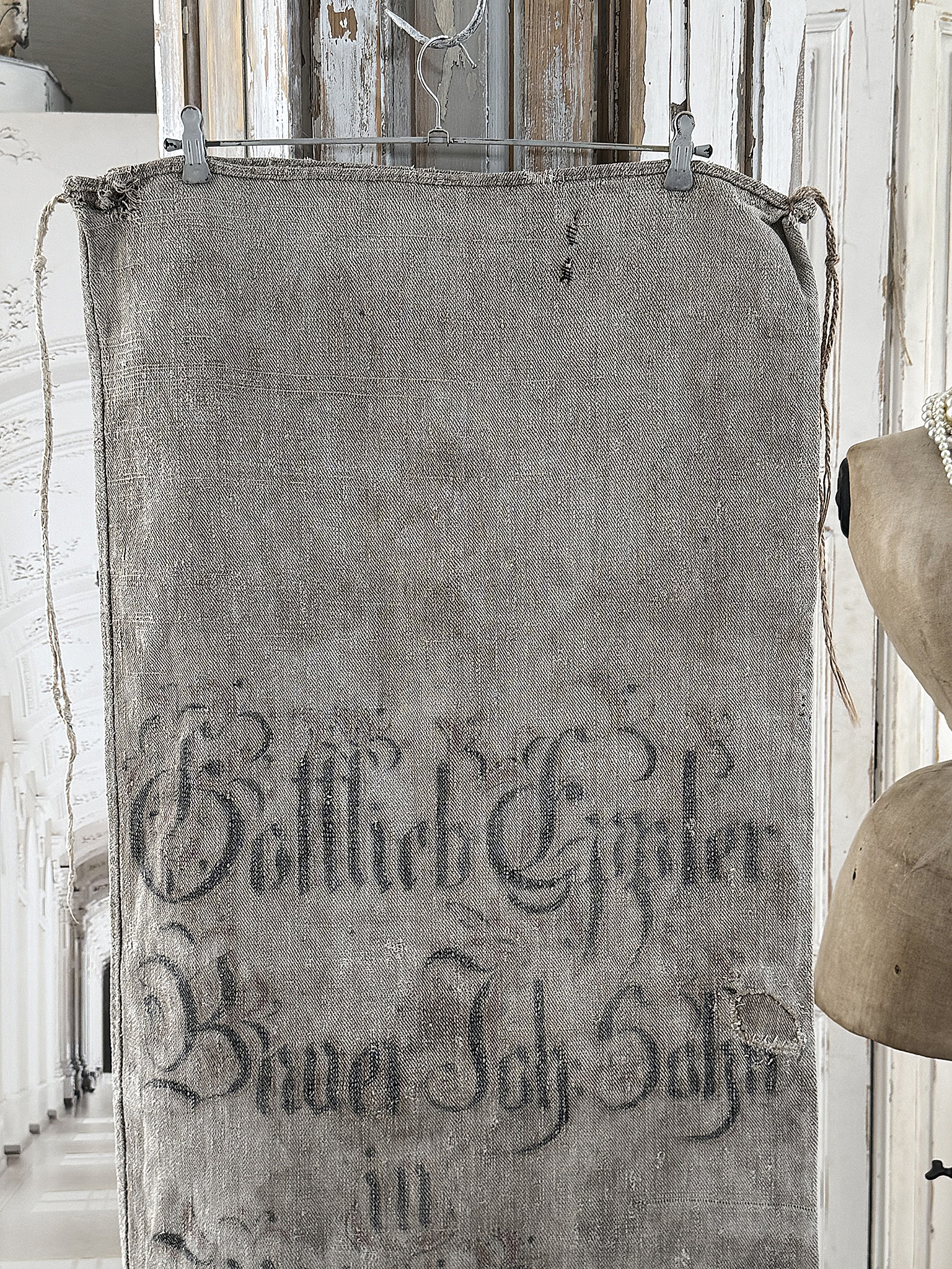 Historischer Mehlsack von 1865 – Originaler antiker Leinensack mit großer Beschriftung