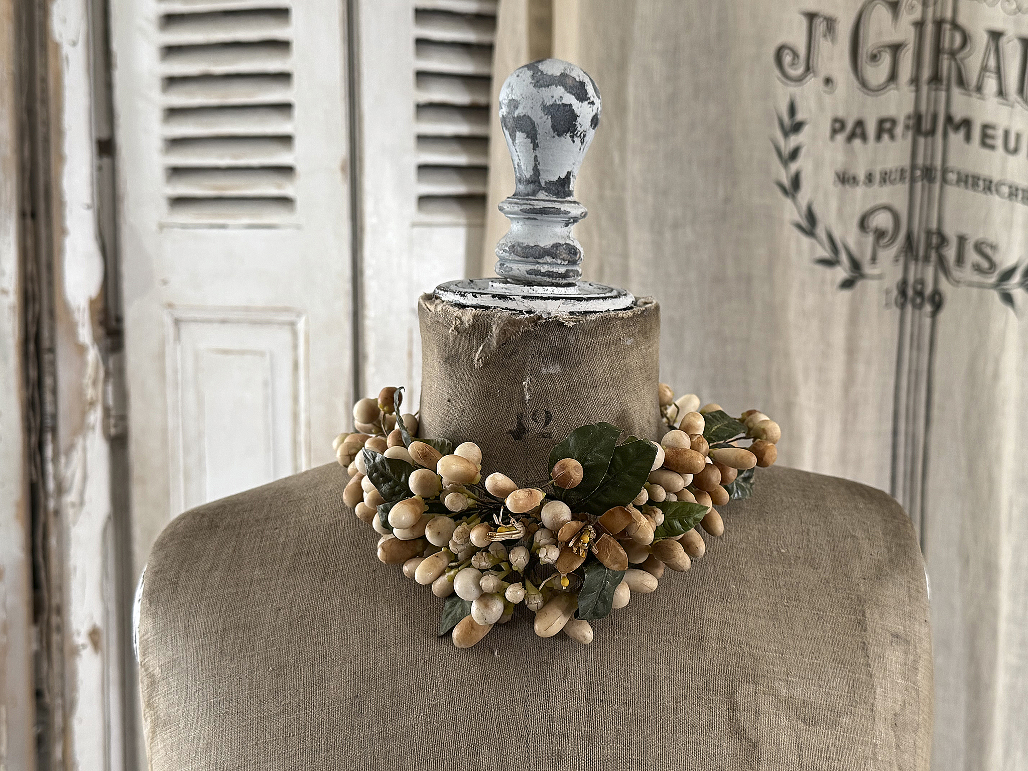 Reserviert! Antiker Brautkranz aus Wachs-Orangenblüten – zarter Hochzeitsschmuck um 1900***