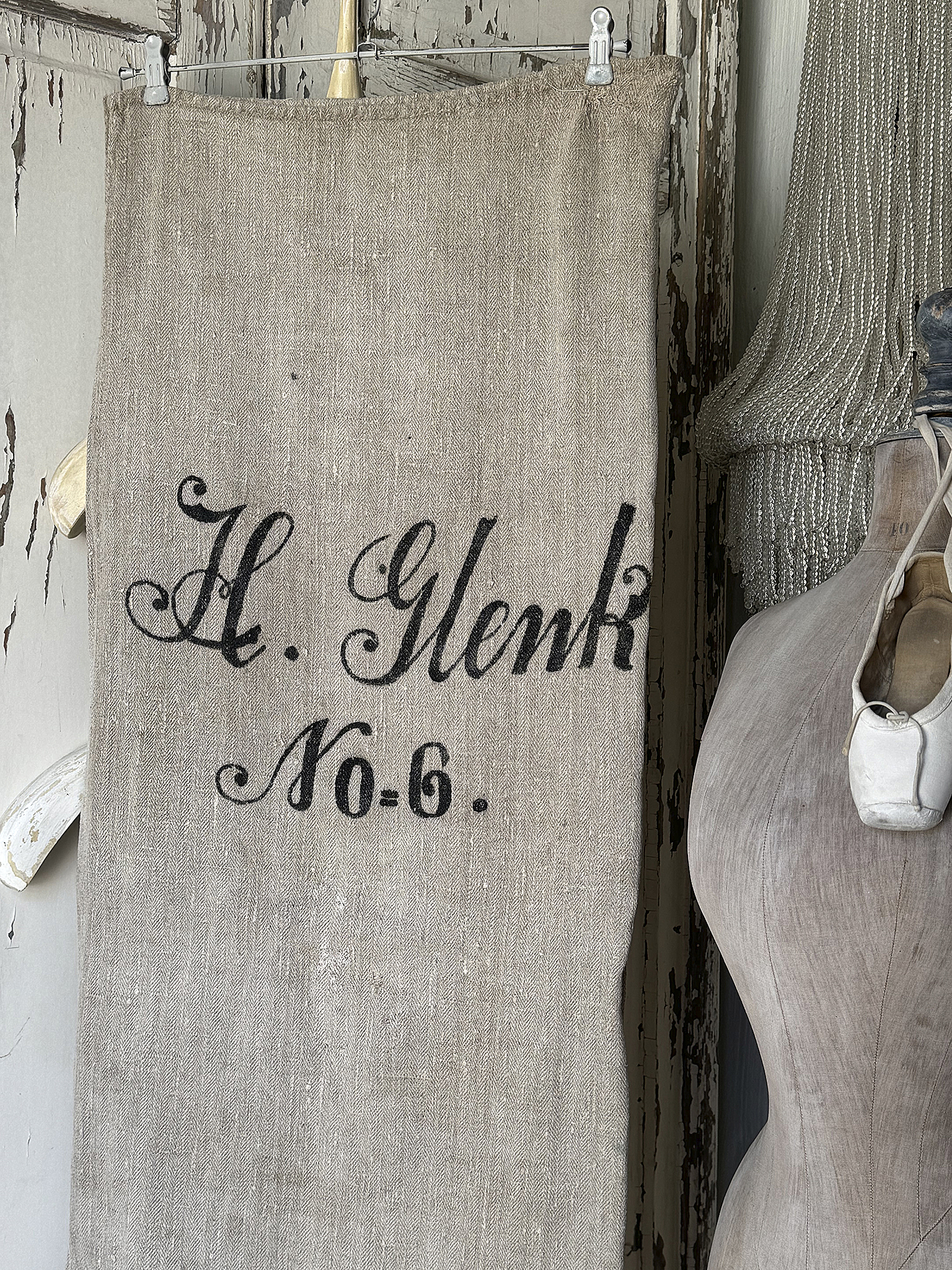 Alter Leinensack/ Mehlsack Schreibschrift No.6***