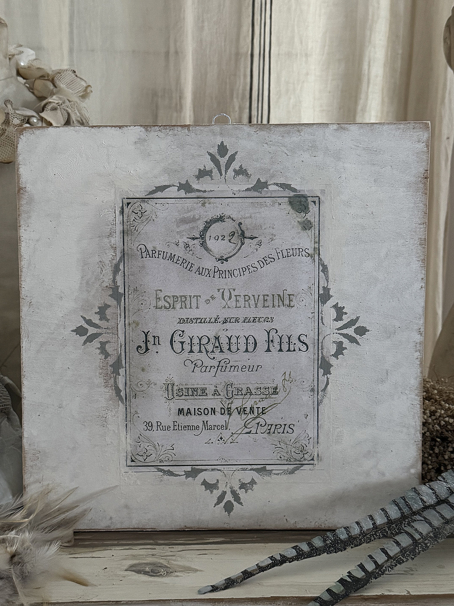 Vintage Holz Bild Parfumeur Shabby-pur***